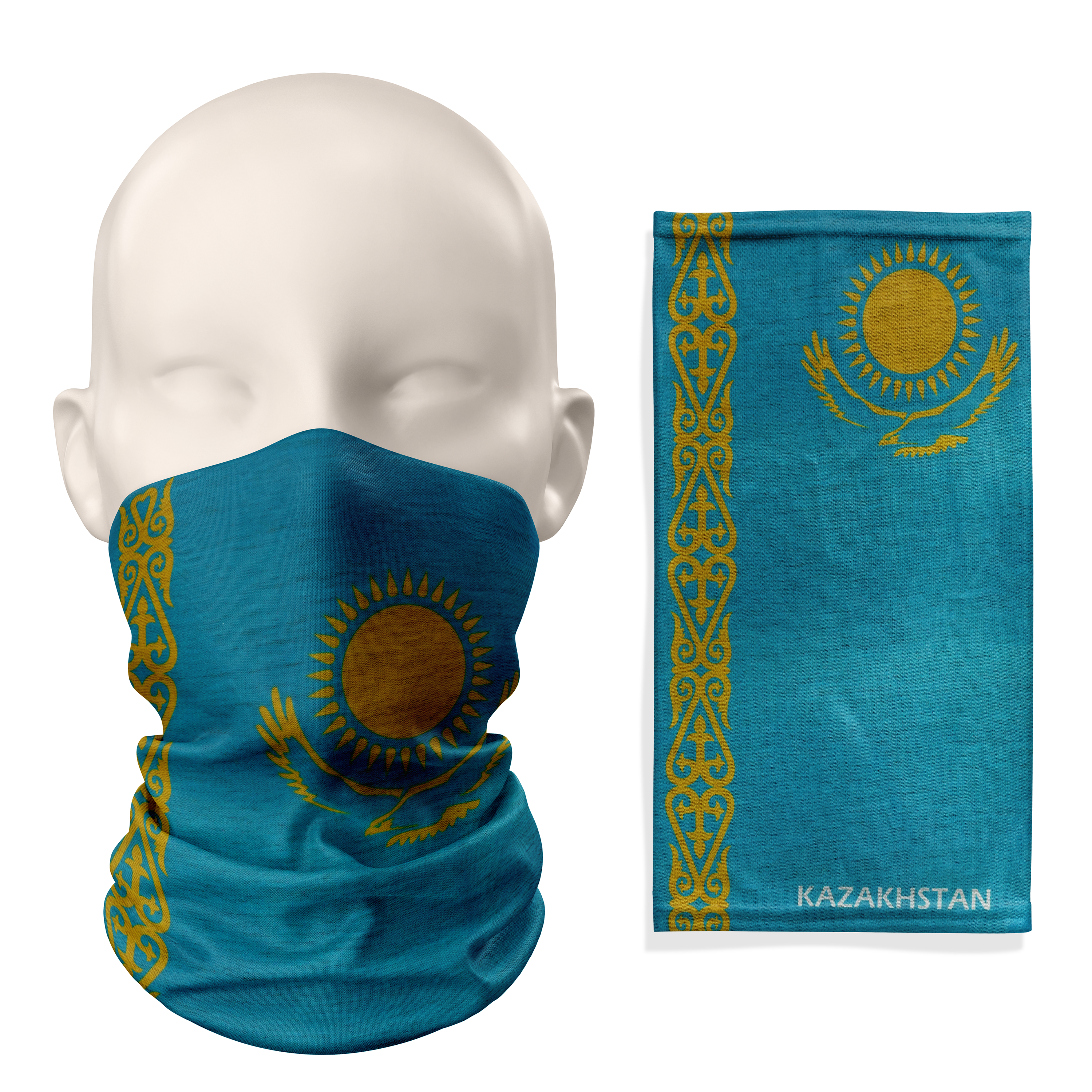 Kazakhstan Flag Snood – Breathable Mask Neck Gaiter Face Covering