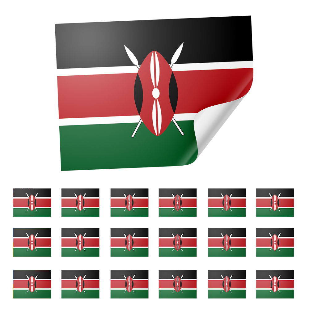 20 X Kenya Flag Stickers