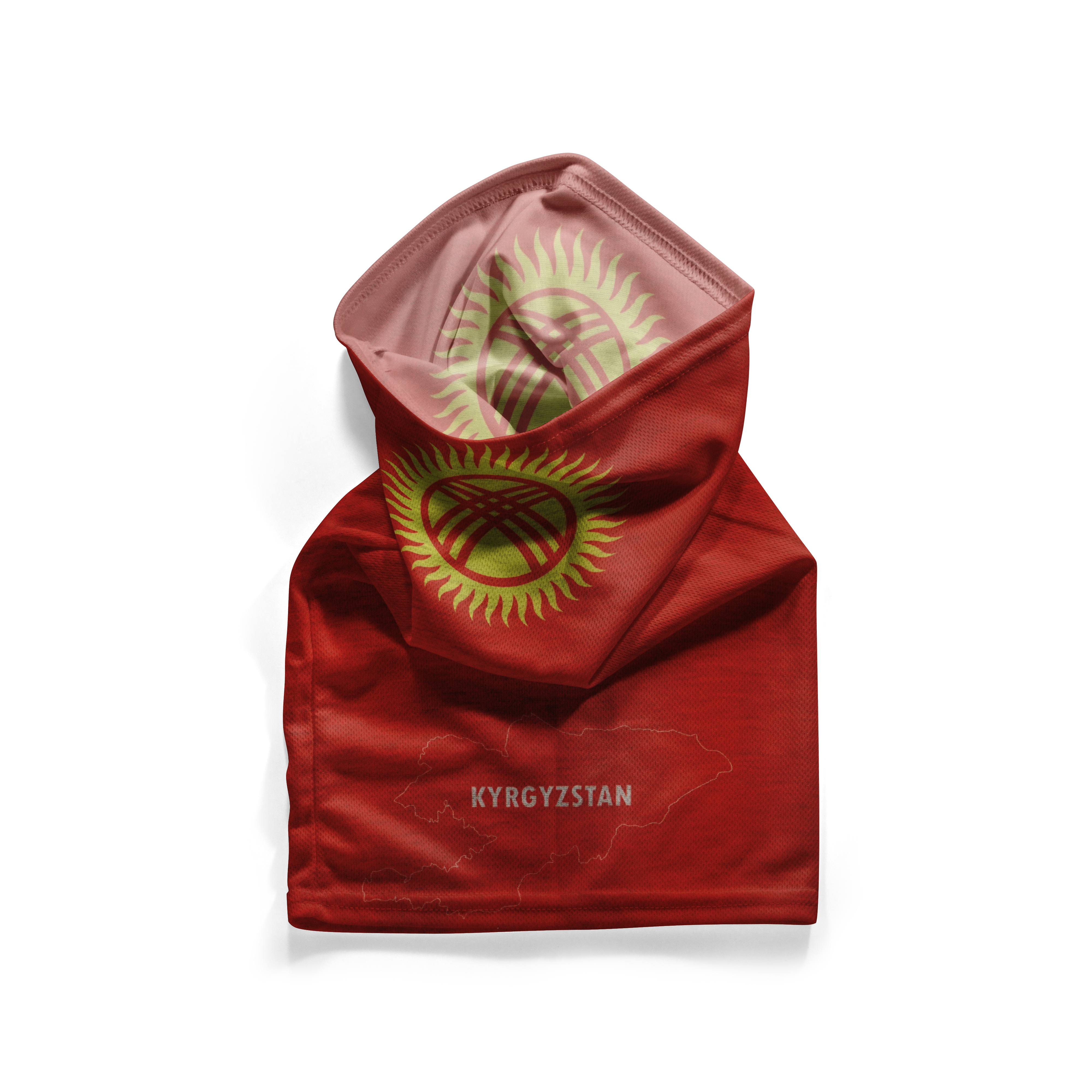 Kyrgyzstan Tunduk Sunburst Flag Snood – Breathable Mask Neck Gaiter Face Covering