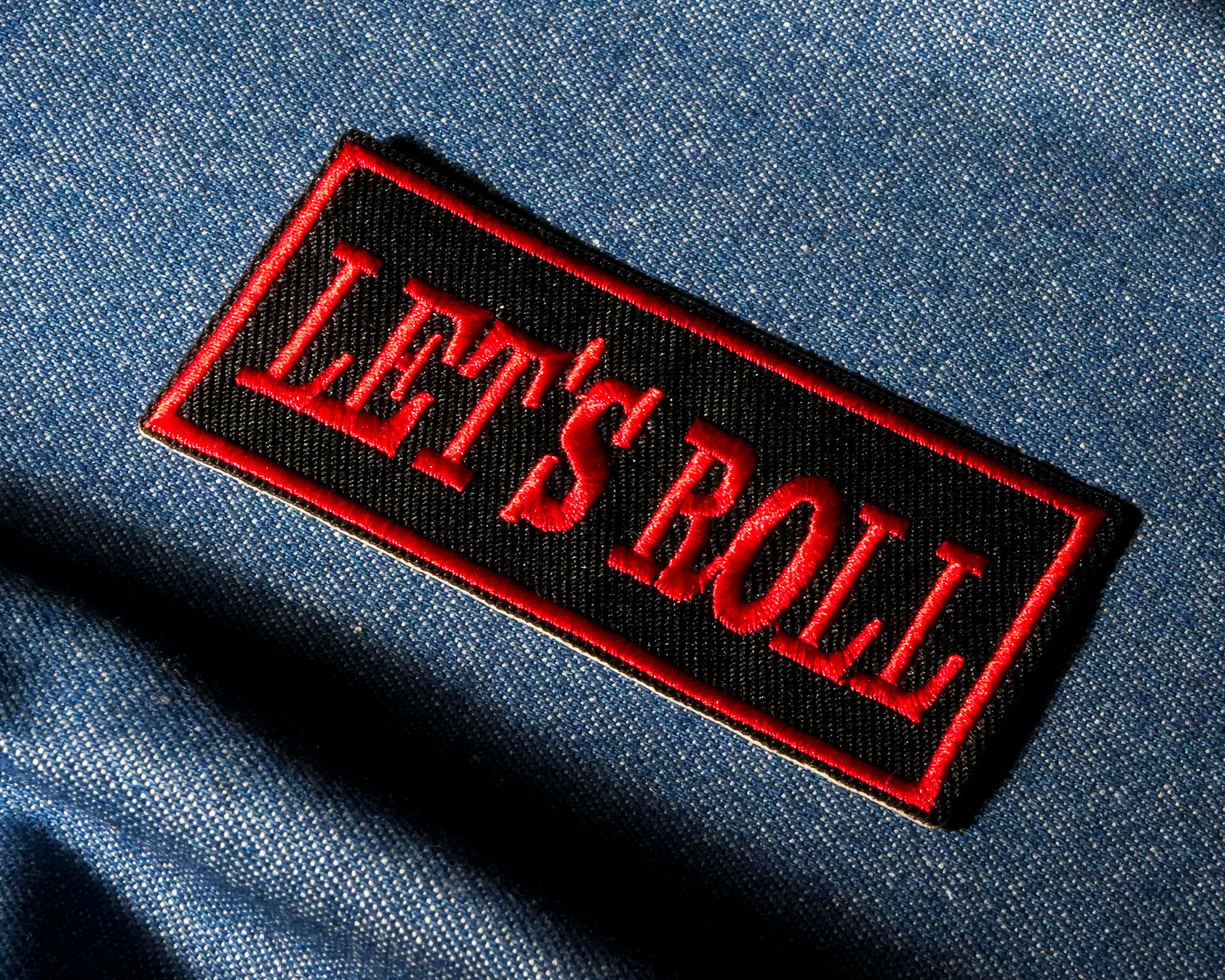 Let's Roll Biker Patch Iron On (8x 4cm)