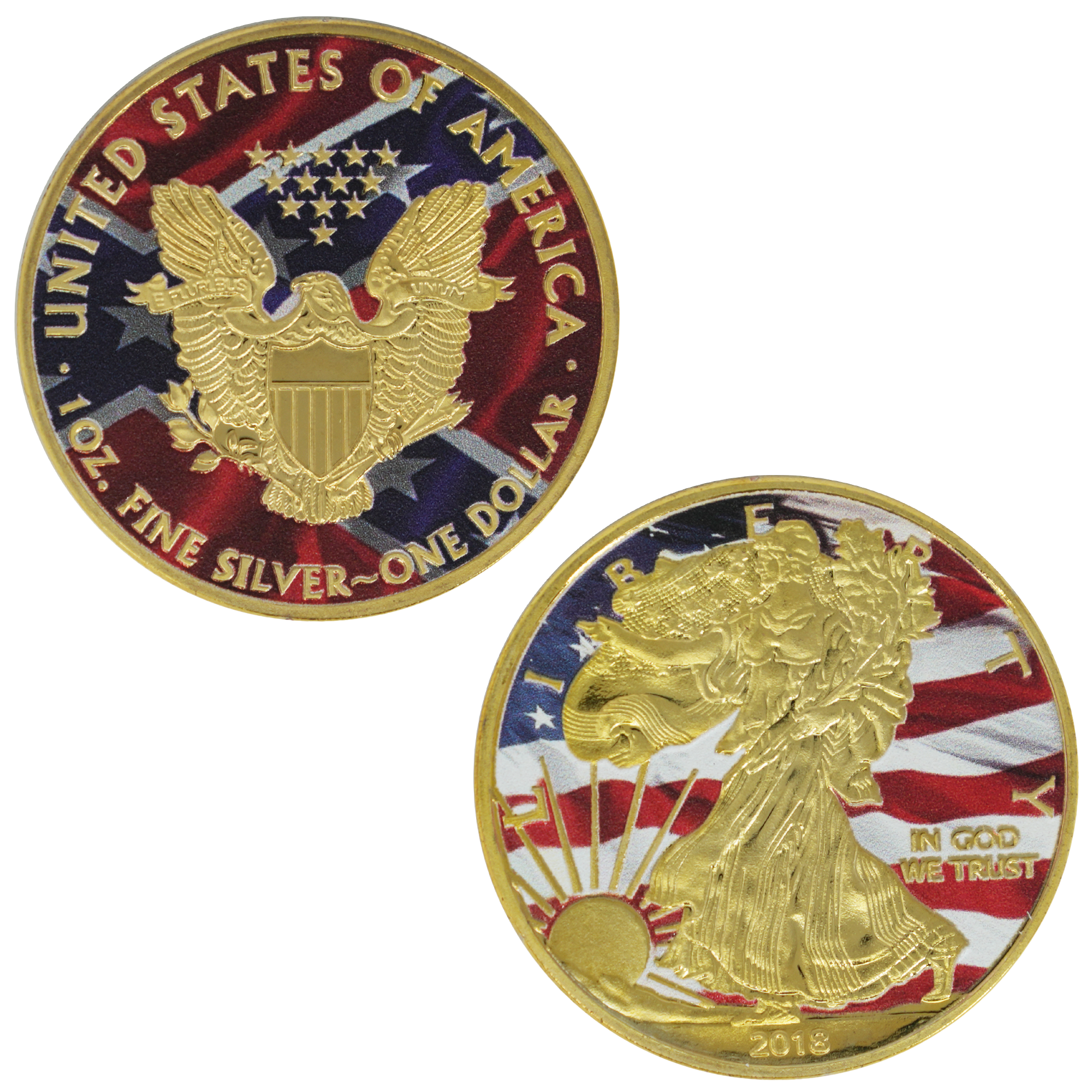 Liberty American Eagle Coin – Patriotic Flag Edition (Colour Overlay)