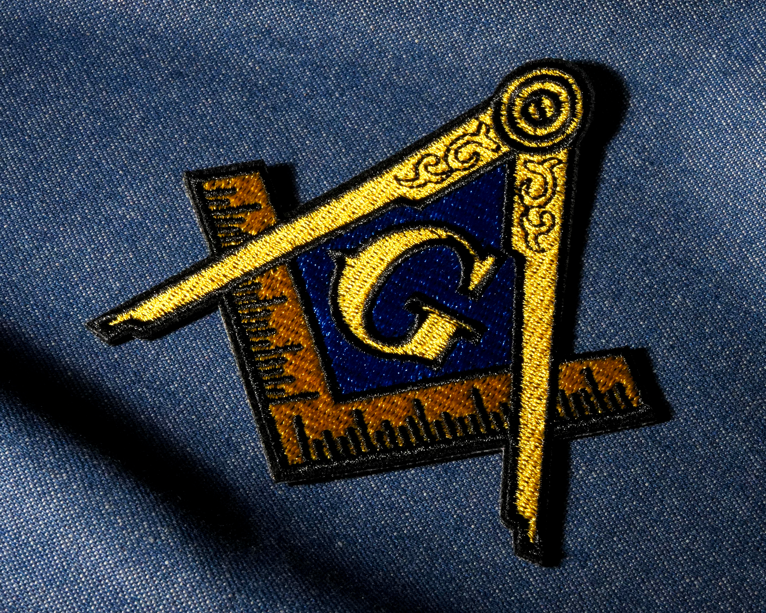 Free Masons Masonic Gold Patch Iron On (9 x 9cm)