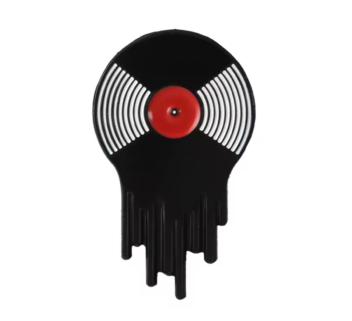 Melting Vinyl Record Pin Badge