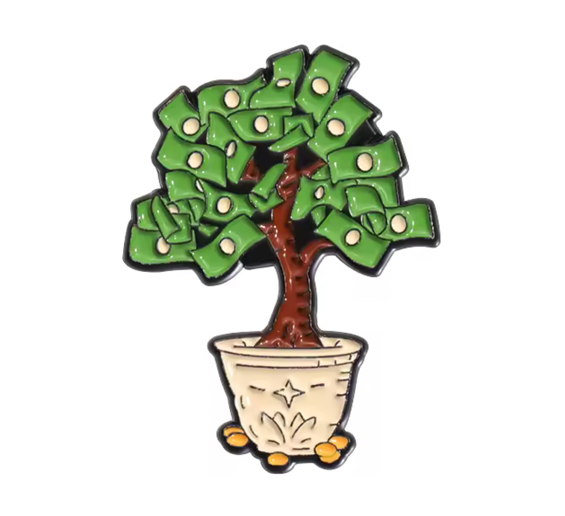 Dollar Money Tree Pin Badge