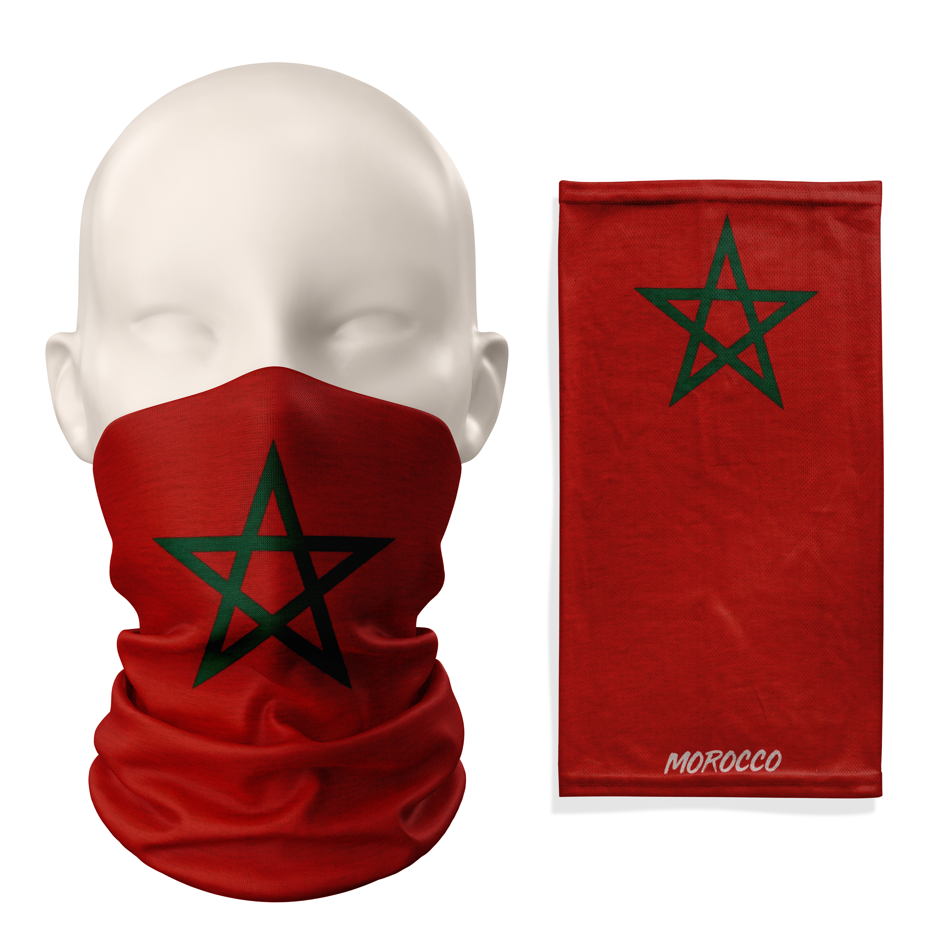 Morocco Flag Snood – Breathable Mask Neck Gaiter Face Covering