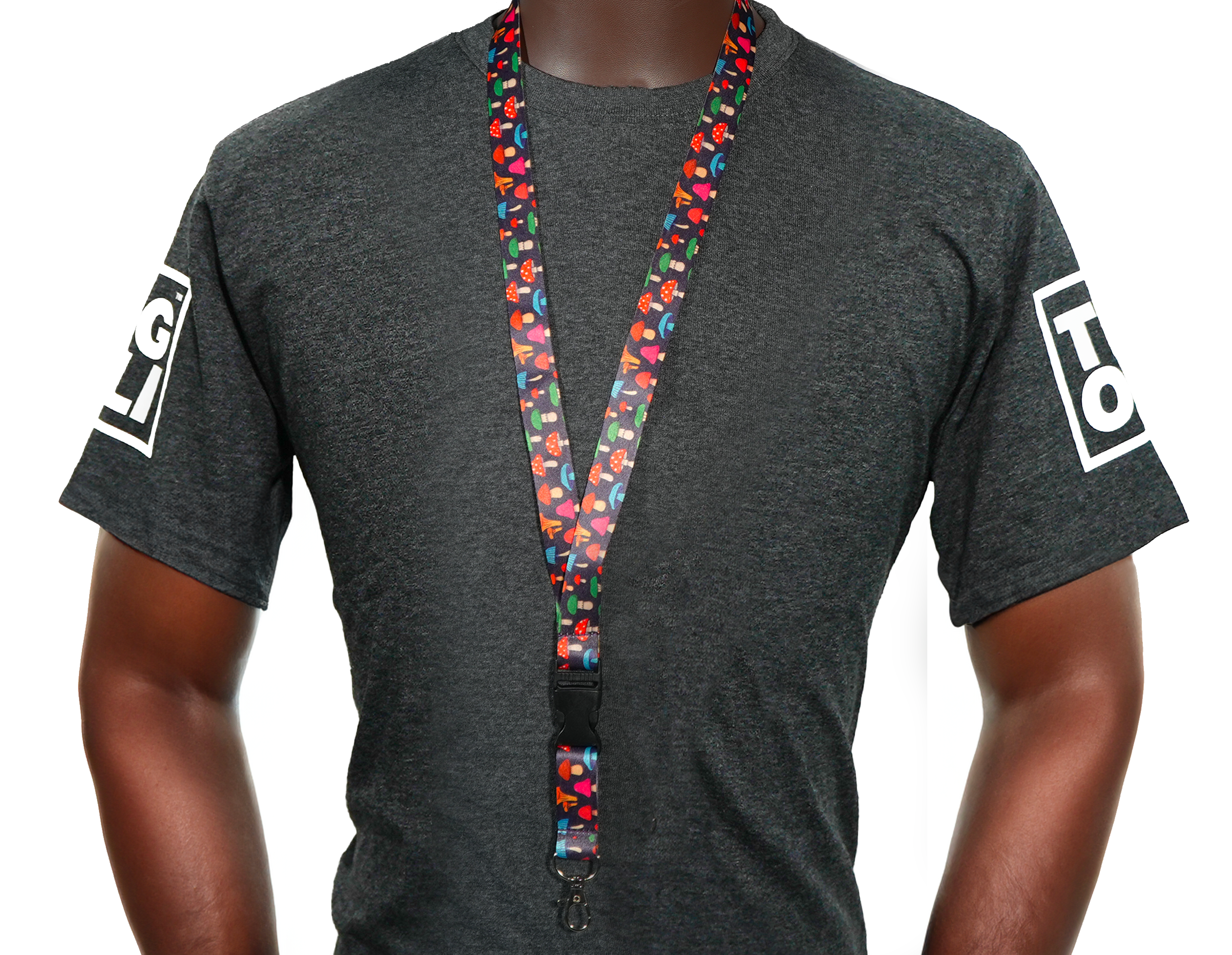 Mushroom Pattern Lanyard – Colourful Fungi Design Neck Strap