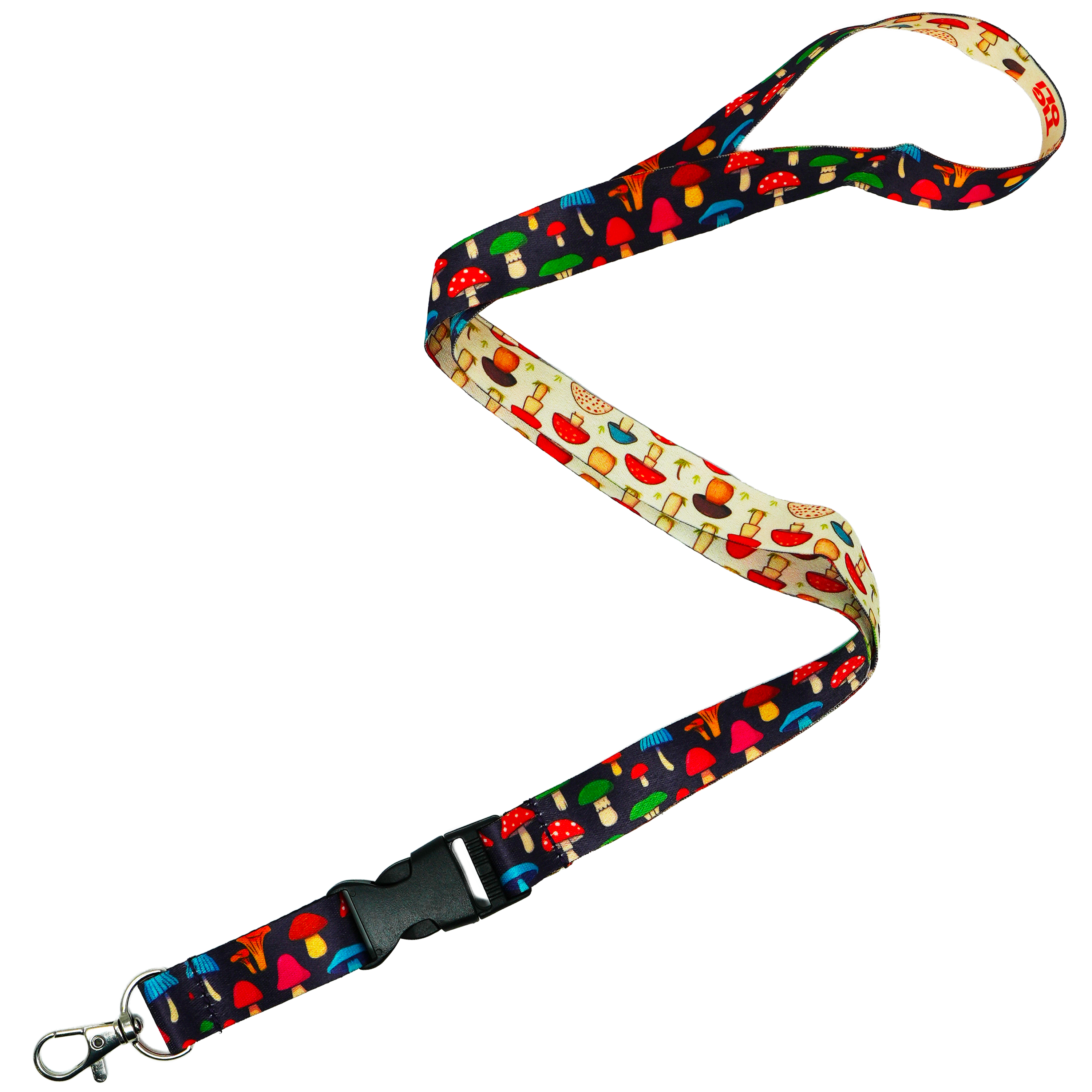 Mushroom Pattern Lanyard – Colourful Fungi Design Neck Strap