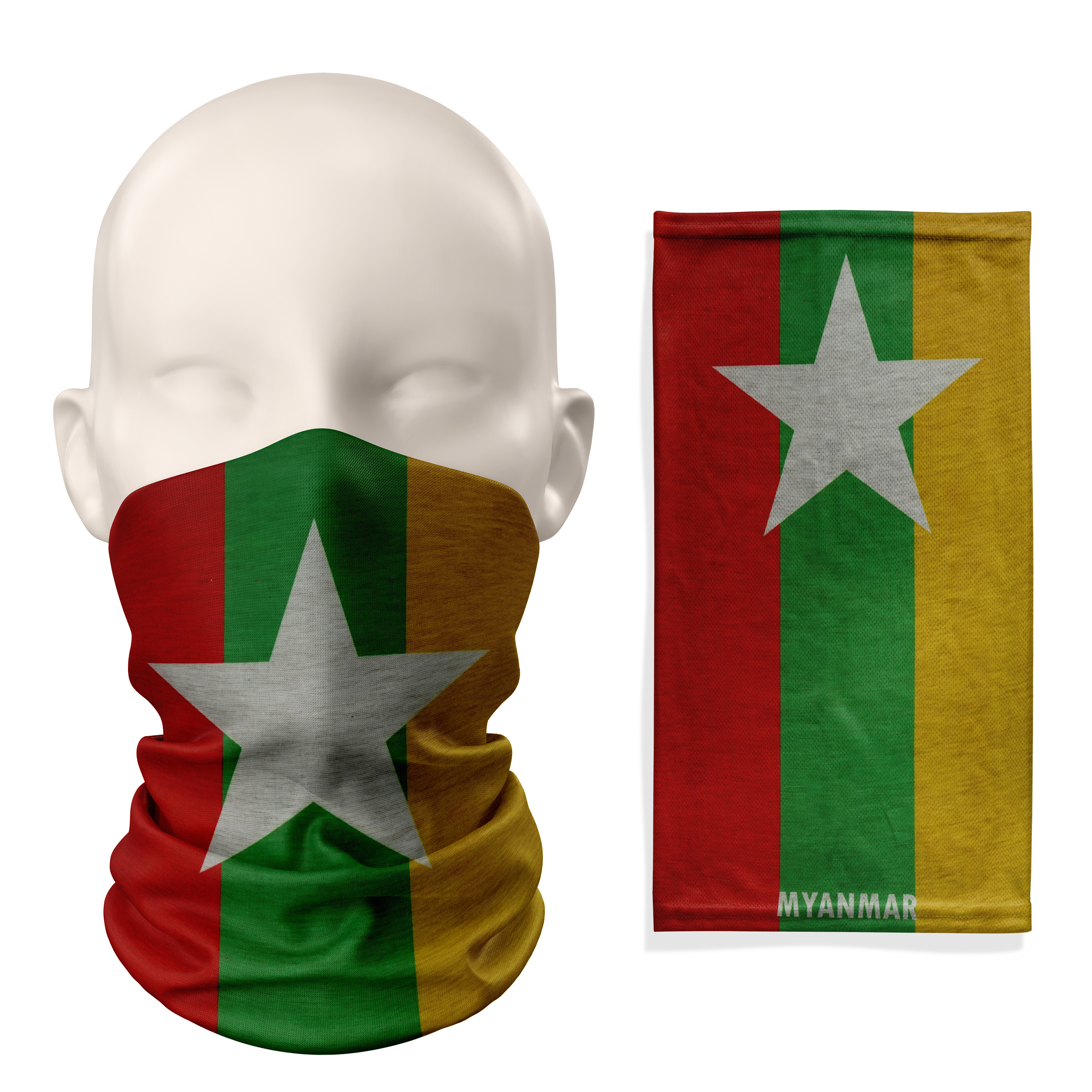 Myanmar Flag Snood – Breathable Mask Neck Gaiter Face Covering