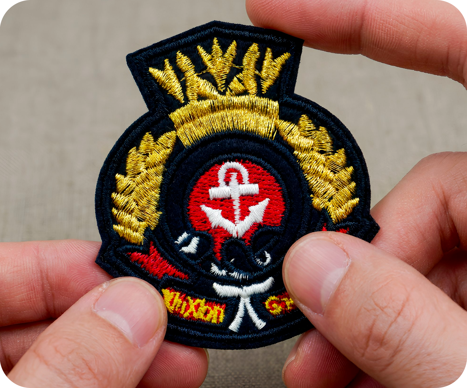 Navy Officer Cap Badge Anchor Iron On Patch (7 x 6cm)