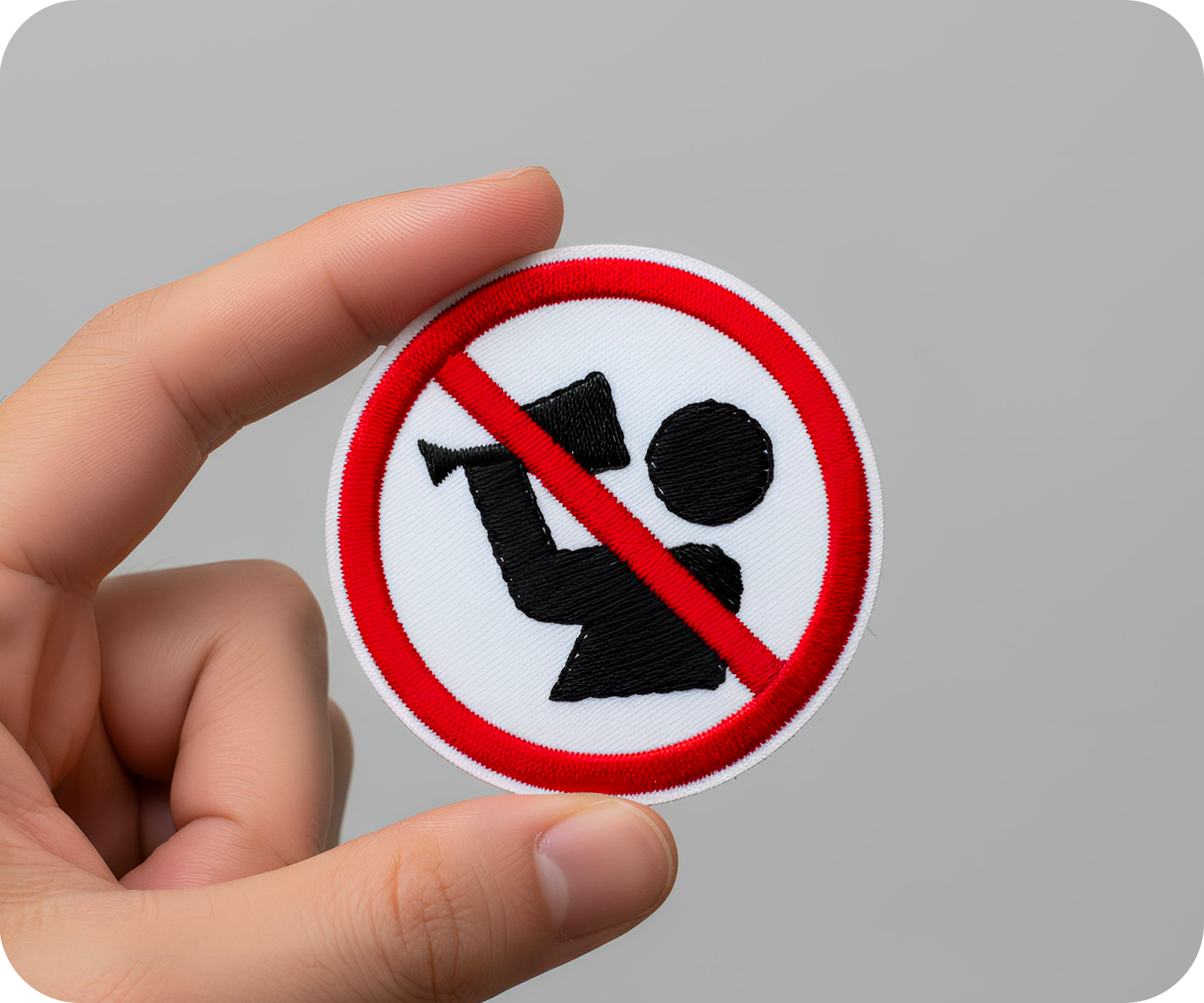 No Drinking Alcohol Sign Round Iron On Patch (7 x 7cm)