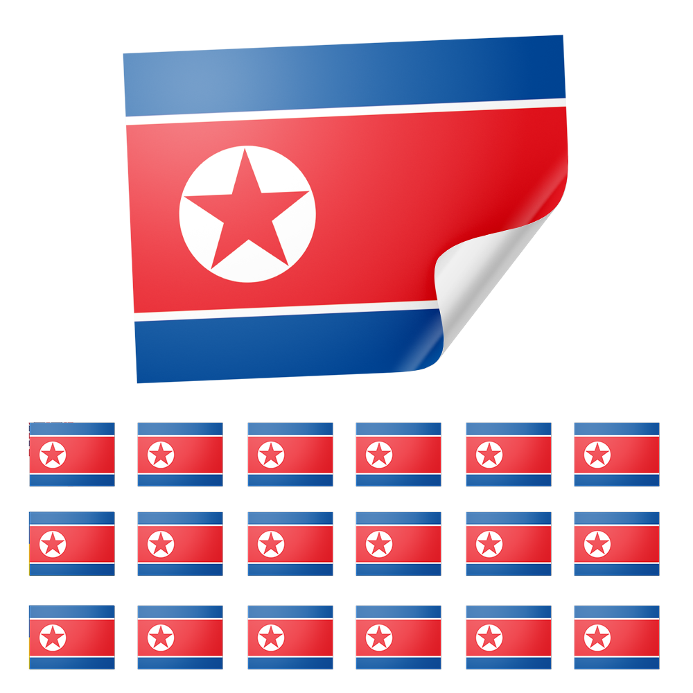 20 X North Korea Flag Stickers