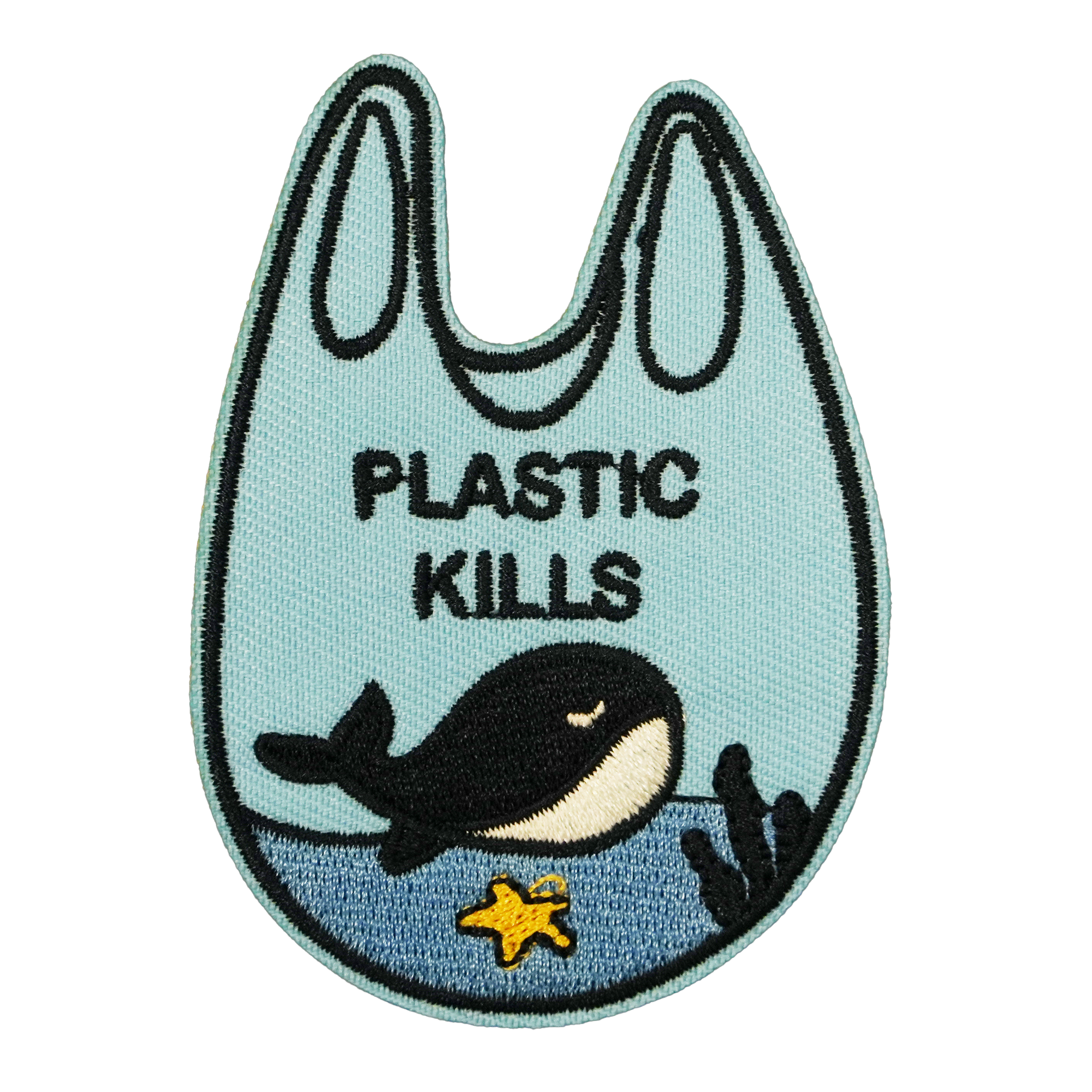 Plastic Kills Whale Ocean Embroidery Patch (5 x 7.5cm)