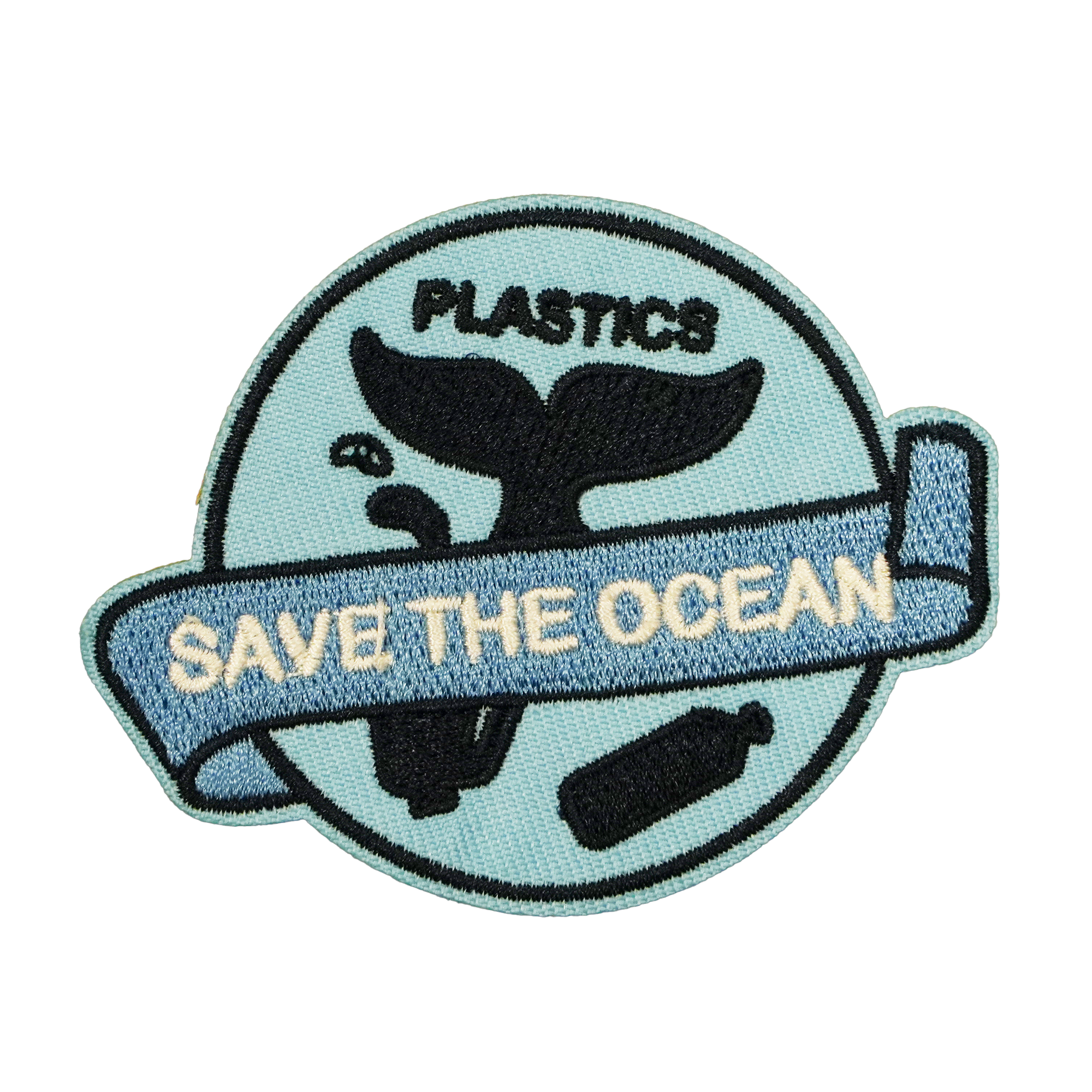 Ocean Whale Plastic Tale Embroidery Patch (8 x 6cm)
