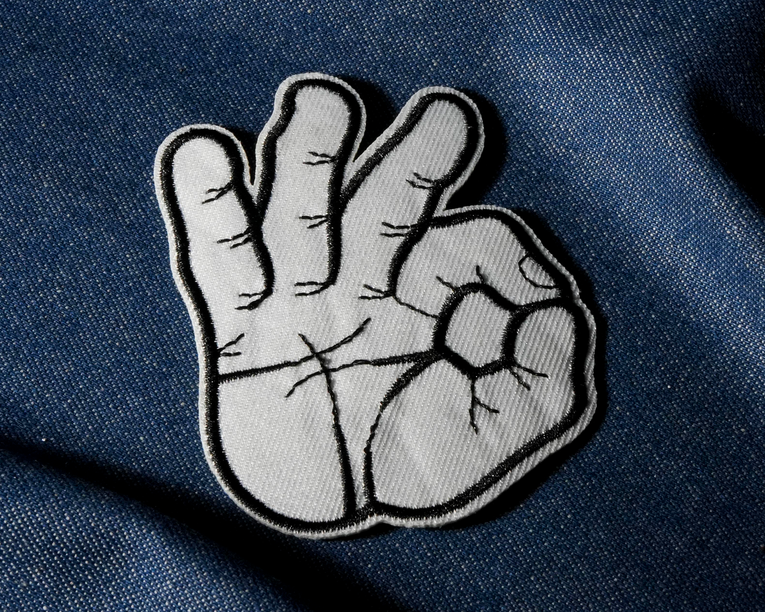 Okay Hand Gesture Patch Iron On (8 x 6cm)