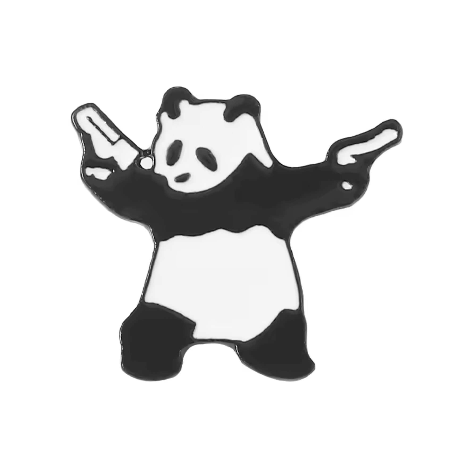 Panda Gagster With Pistols Pin Badge