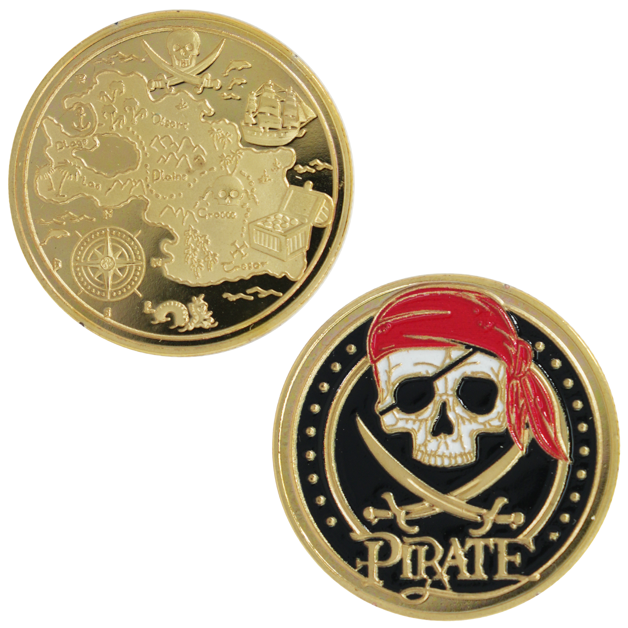 Pirate Treasure Coin – Skull & Map Design