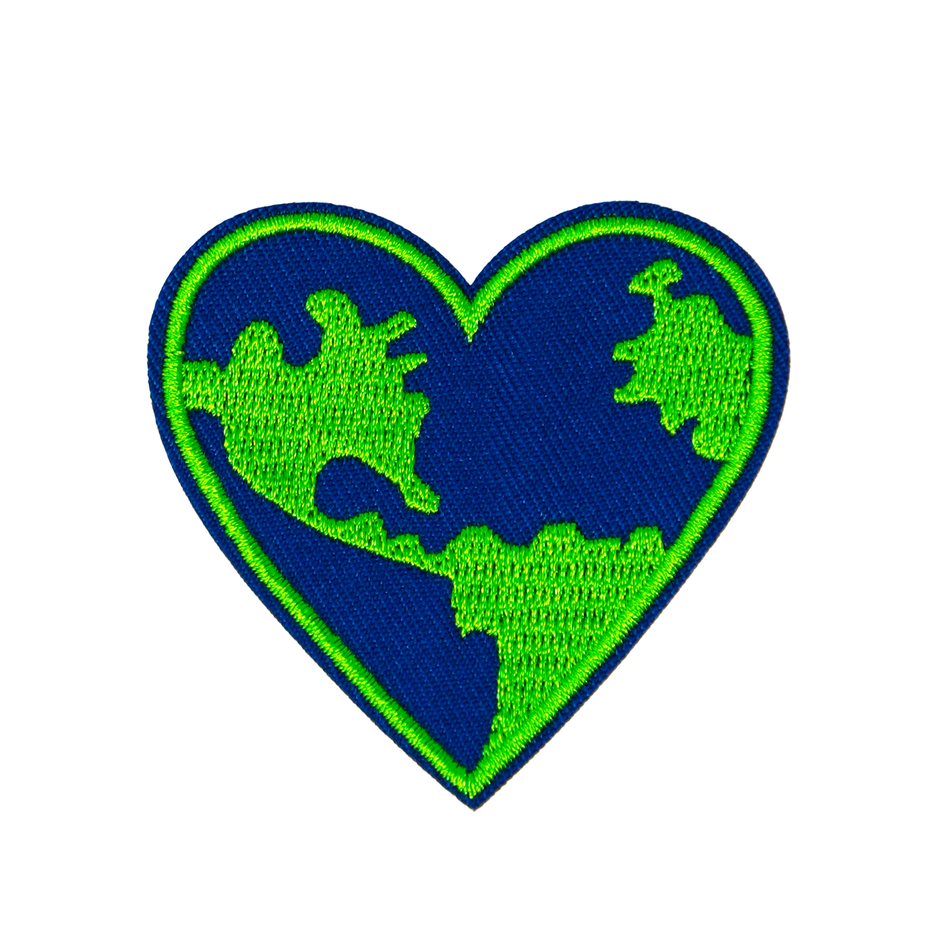 Love Heart Earth Planet Climate Iron On Patch (6 x 6cm)
