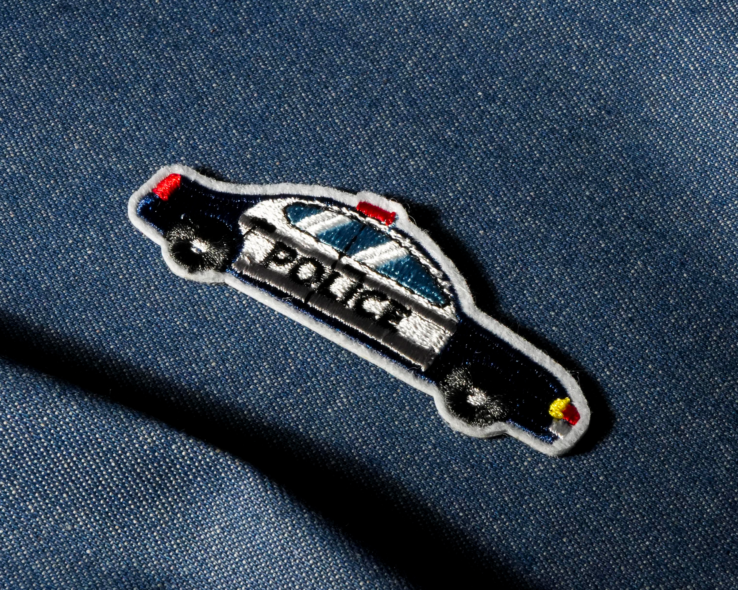 Police Squad Car Patch Iron On (8 x 2.5cm)