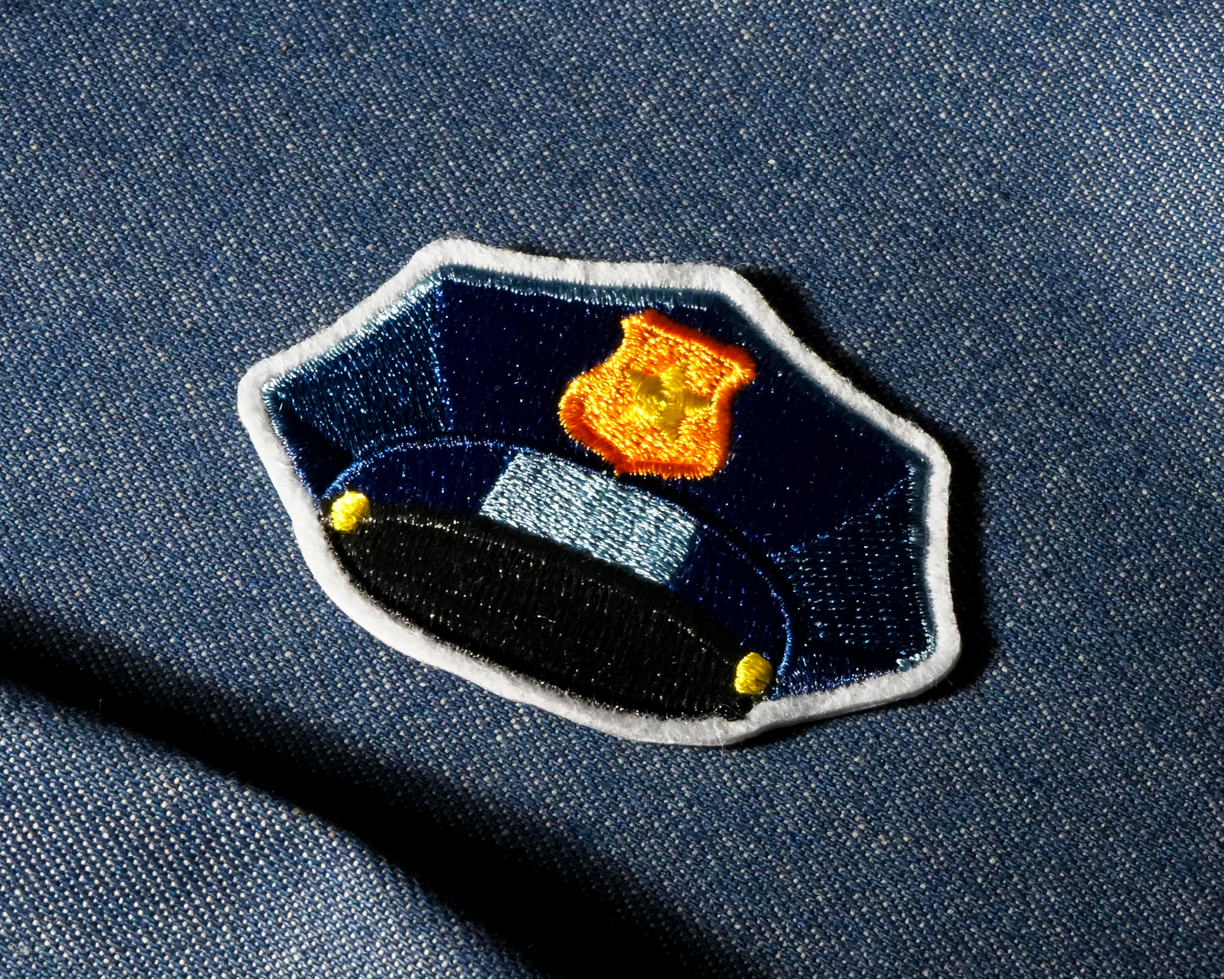 Police Officer Cap Hat Patch Iron On (7 x 5cm)