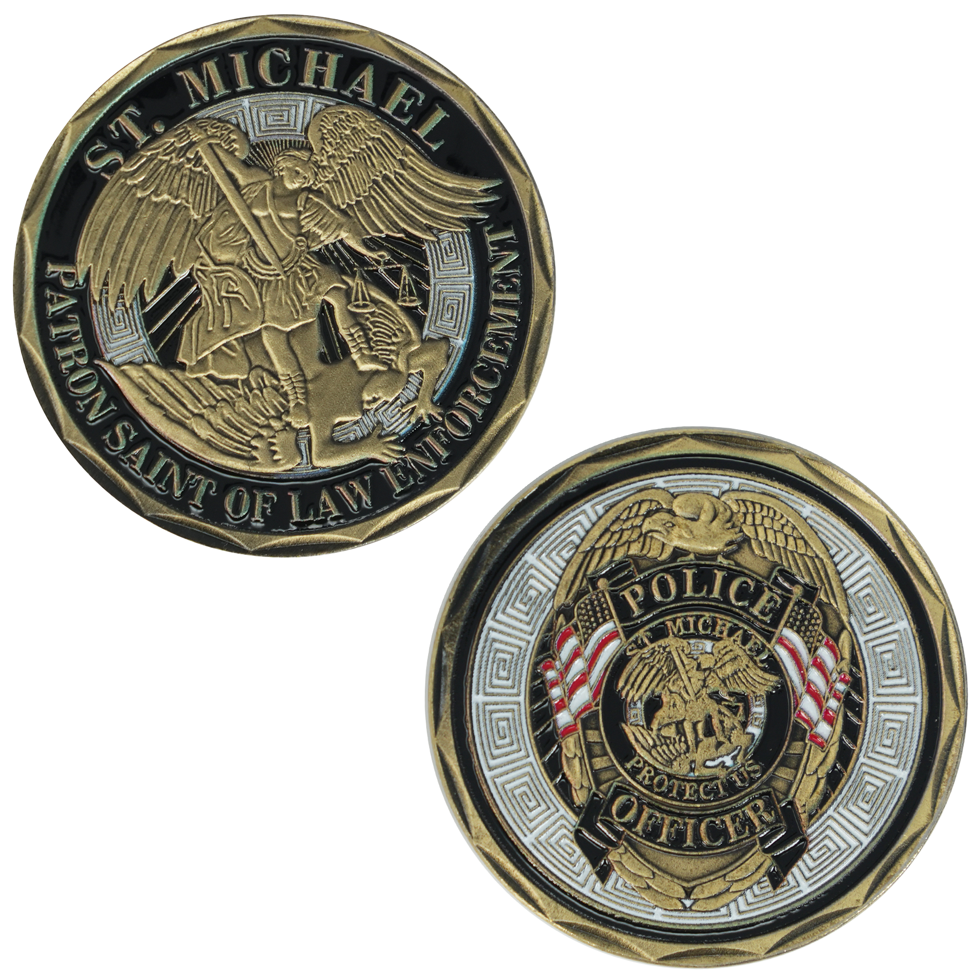 St. Michael & Police Officer Challenge Coin – Dual Tone Shield Edition