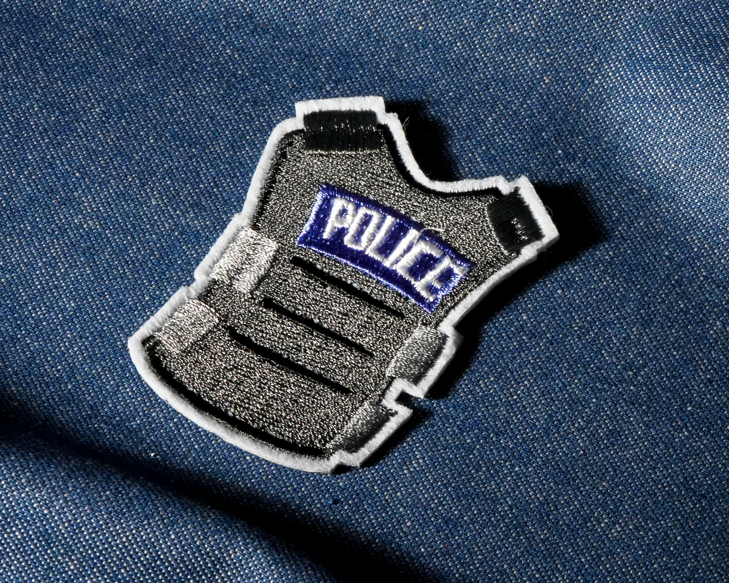 Police Grey Ballistic Vest Patch Iron On (6 x 5cm)