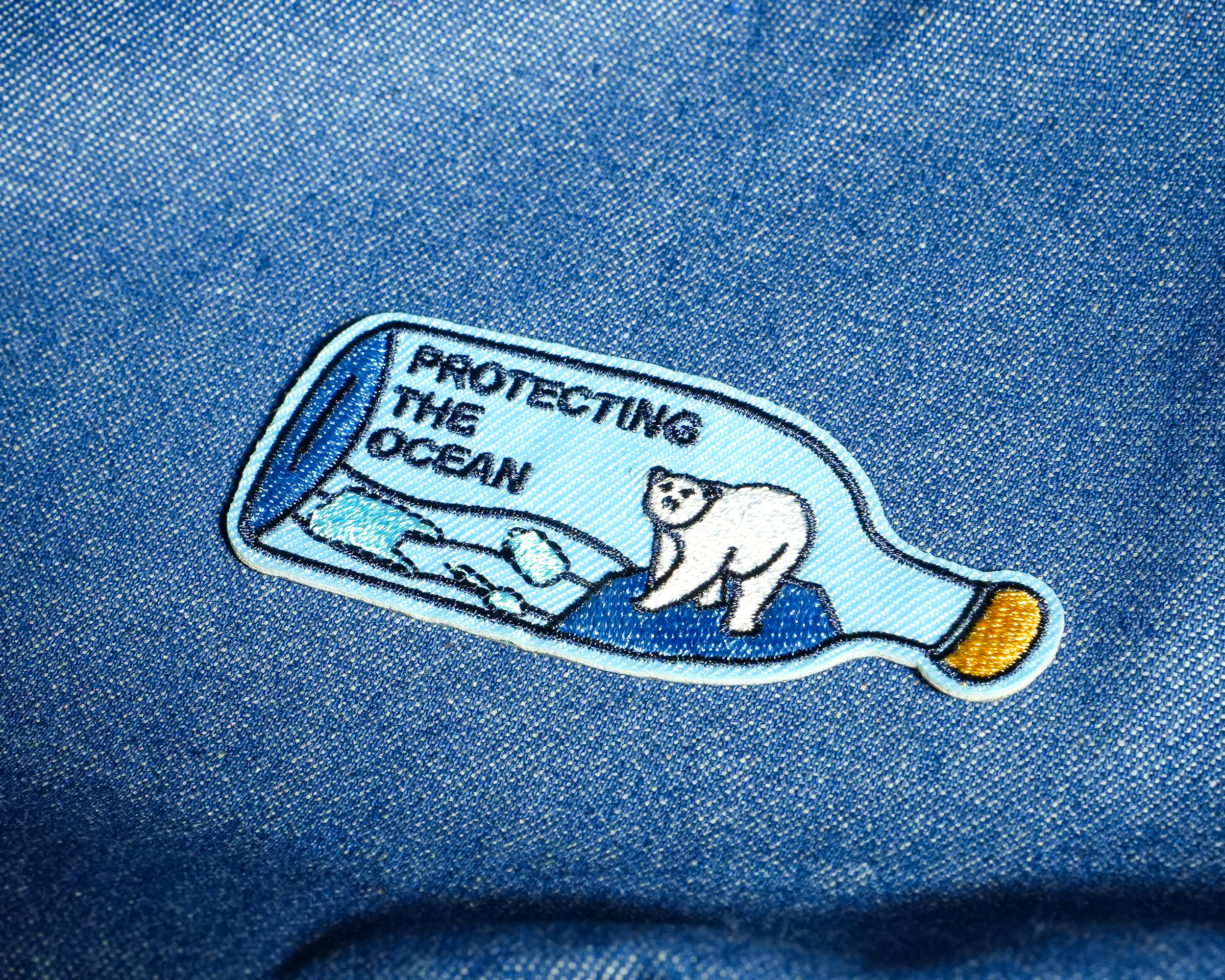Ocean Polar Bear Embroidery Patch (3 x 7.5cm)