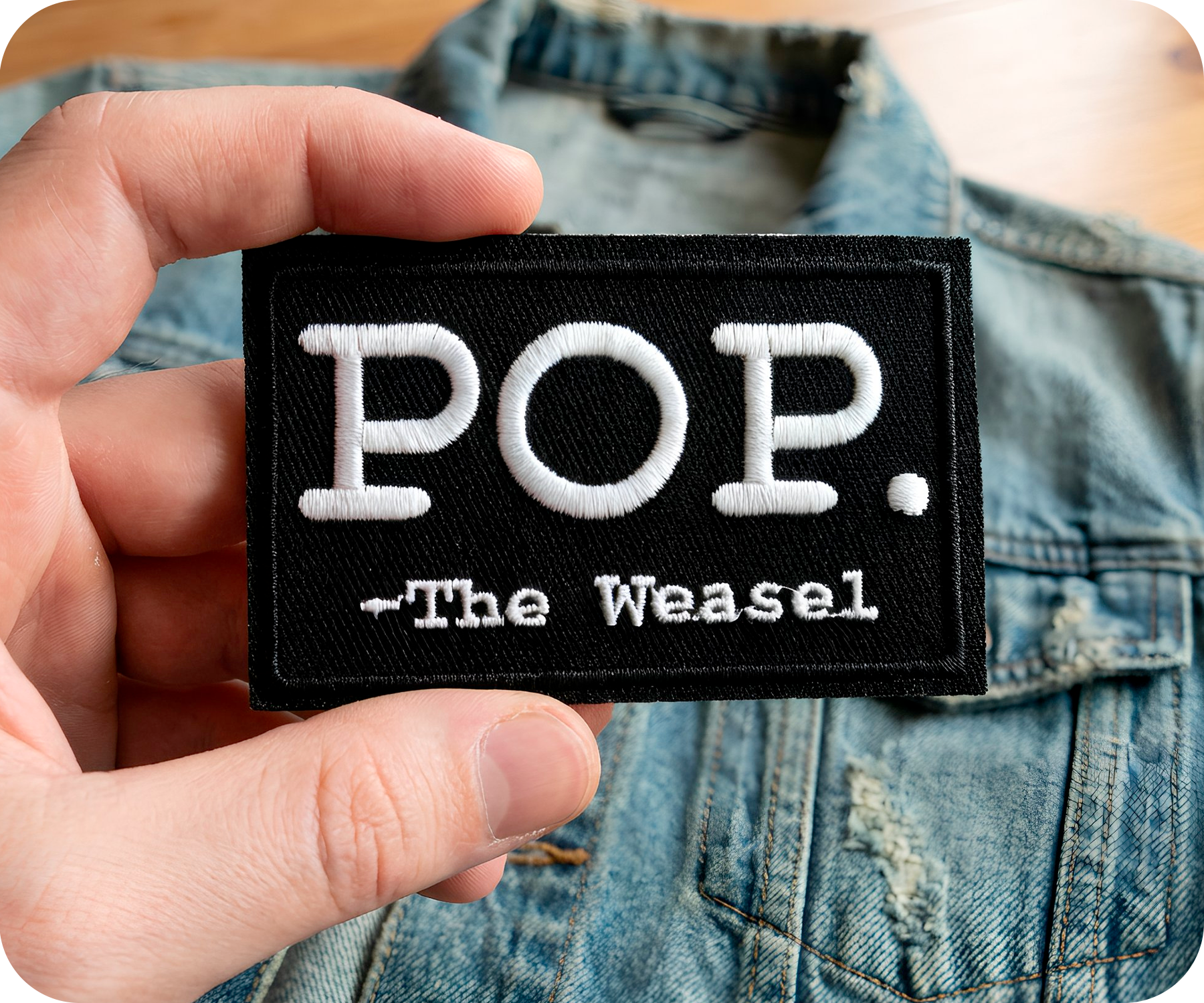 Pop The Weasel Black Iron On Patch (7.8 x 5cm)