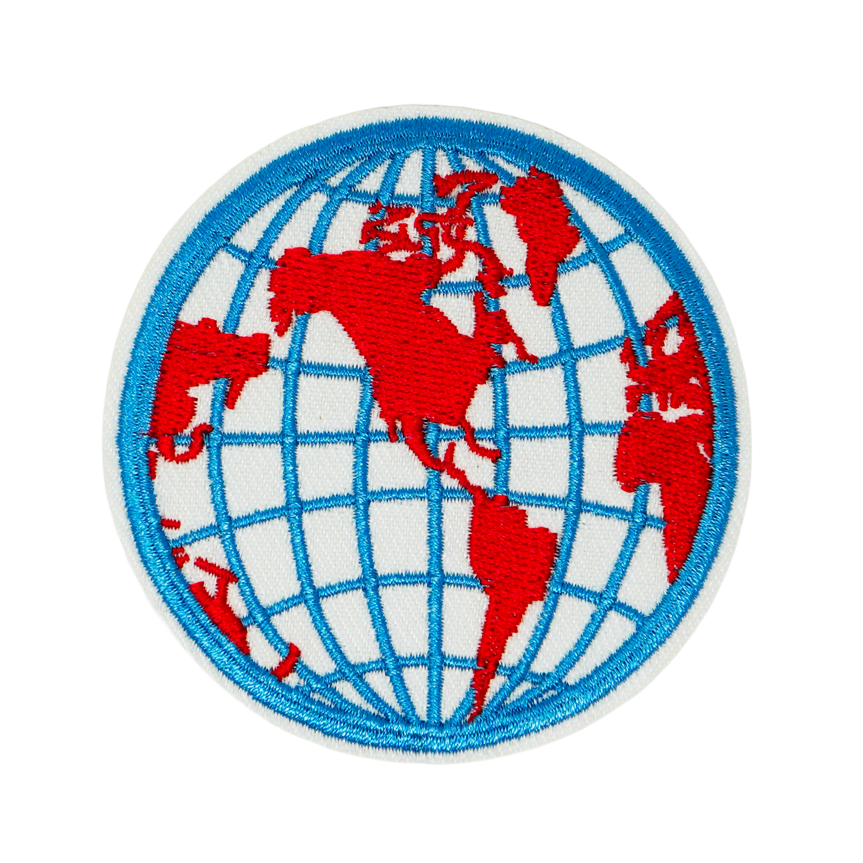 Red Earth Globe Latitude Longitude Wire On Patch (7 x 7cm)