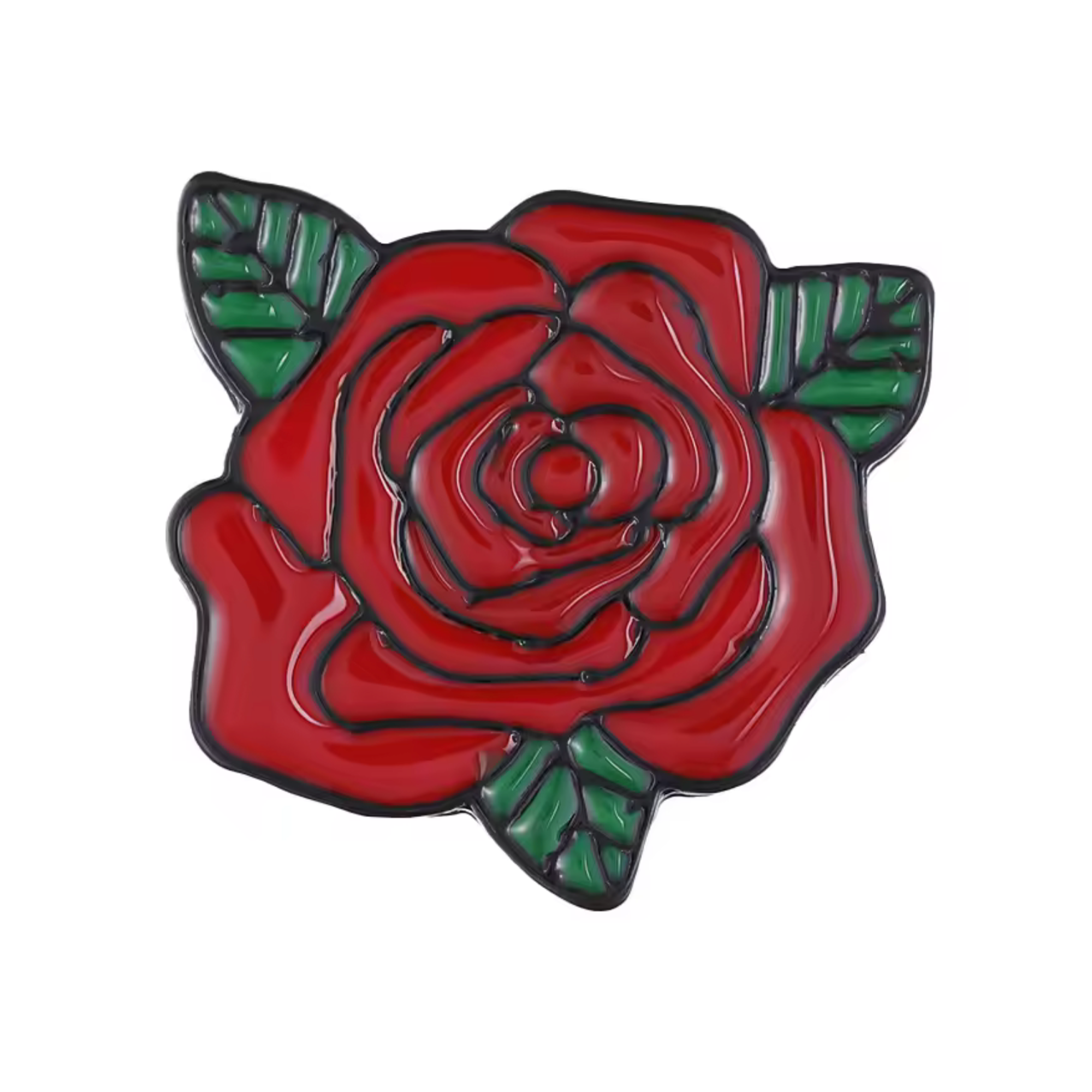 Rose 3 Leaf Pin Badge