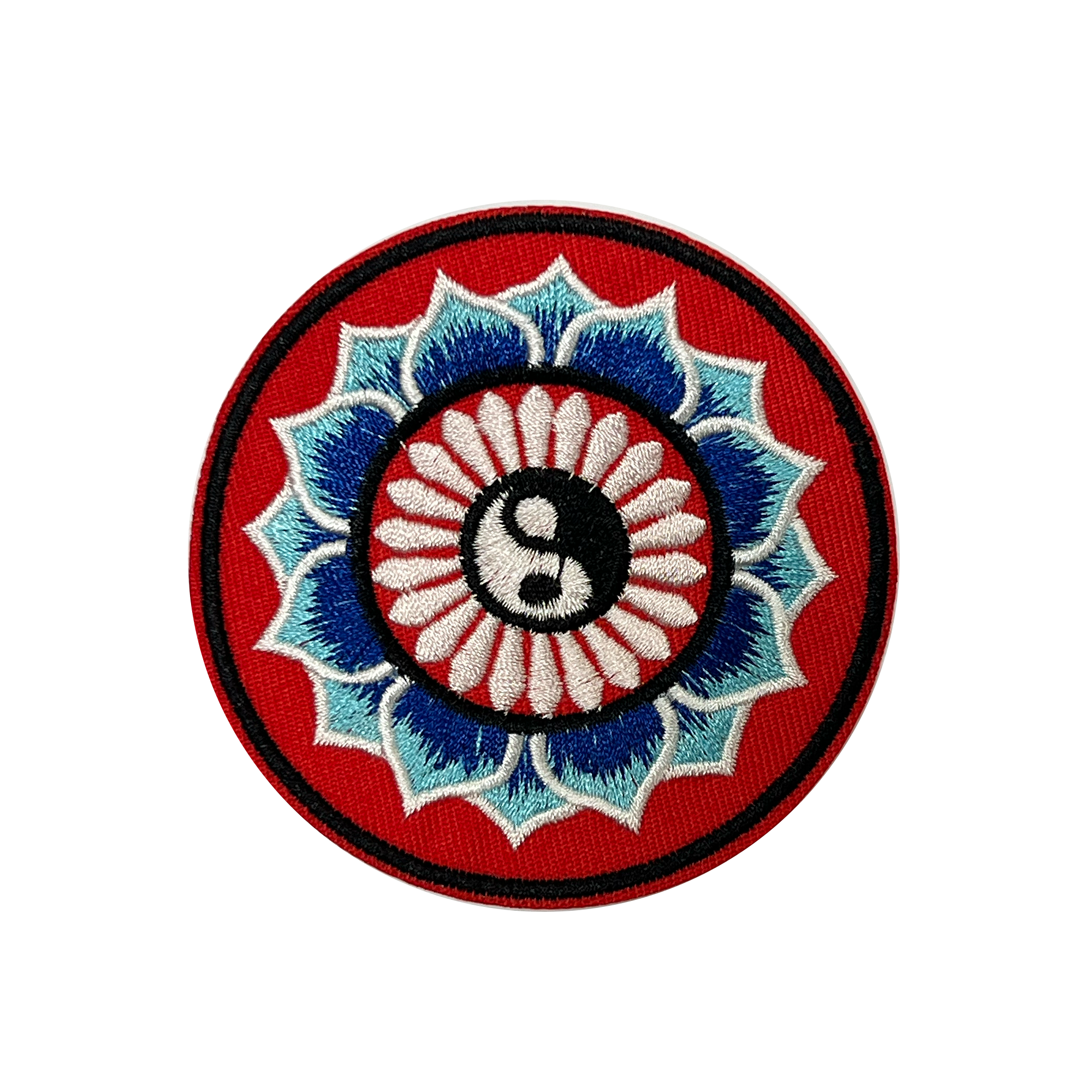 Ying & Yang Lotus Embroidery Patch (7.5cm)