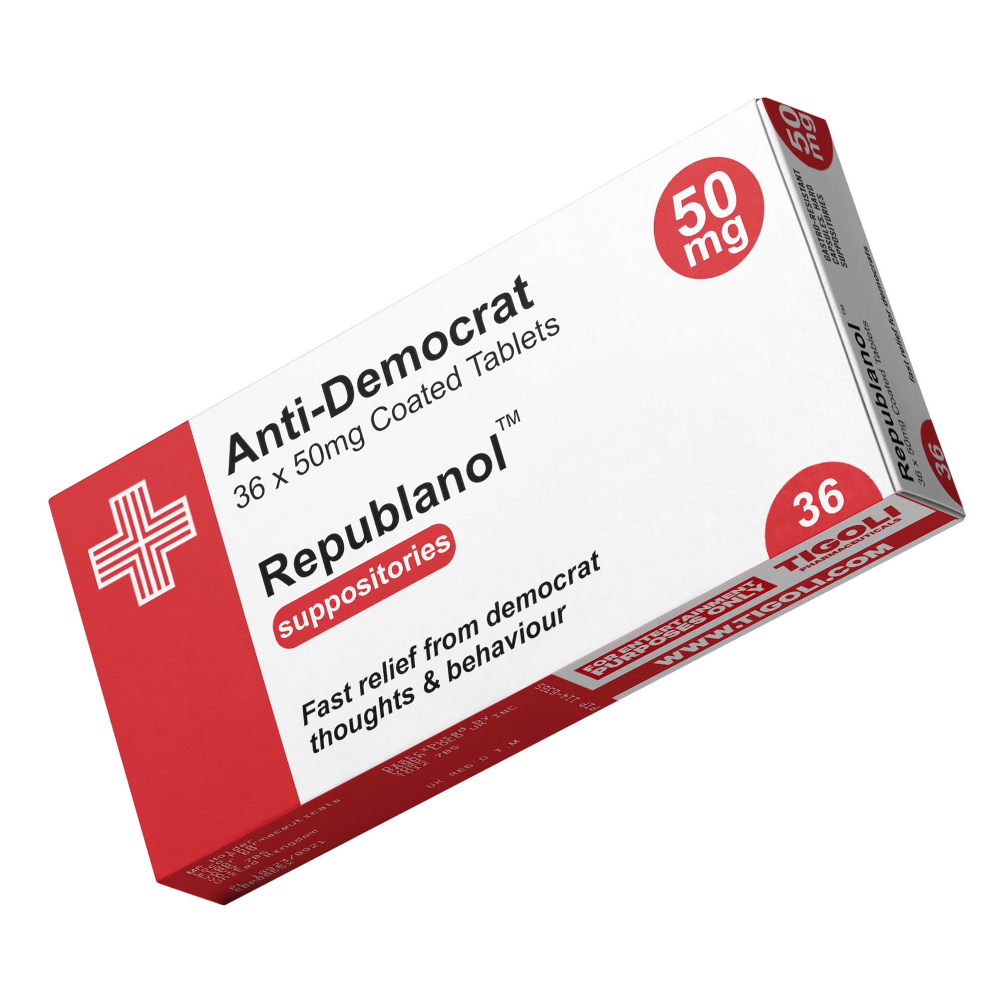 Anti-Democrat Pill Medication Box Realistic Prescription Joke Gag Funny + Free Prescription Bag