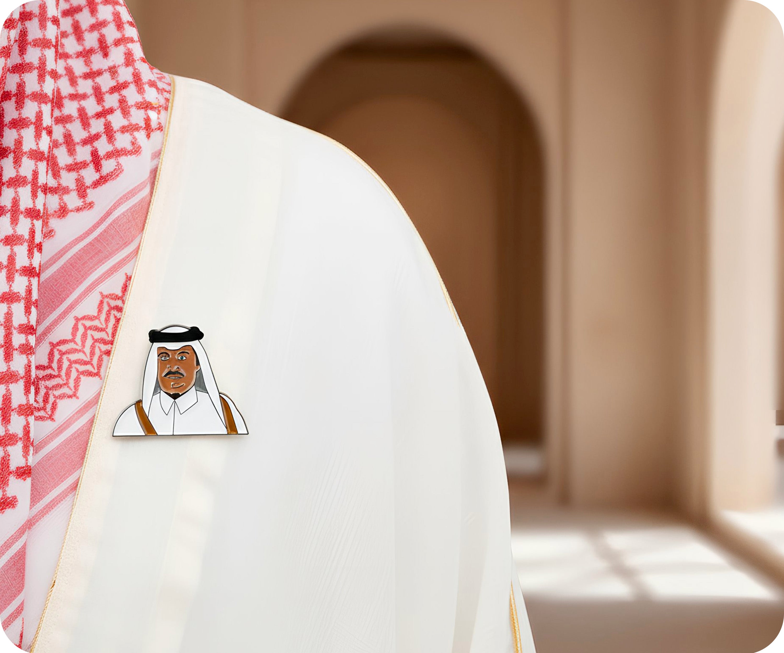 Saudi Arabian Man Thawb Pin Badge