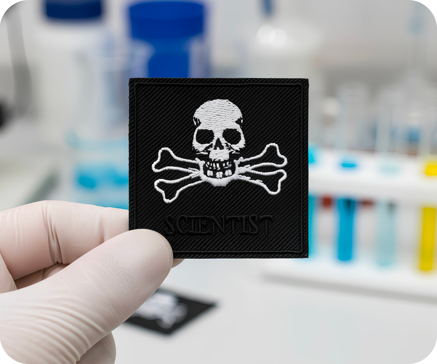 Scientist Skull & Crossed Bones Iron On Patch (6 x 6cm)