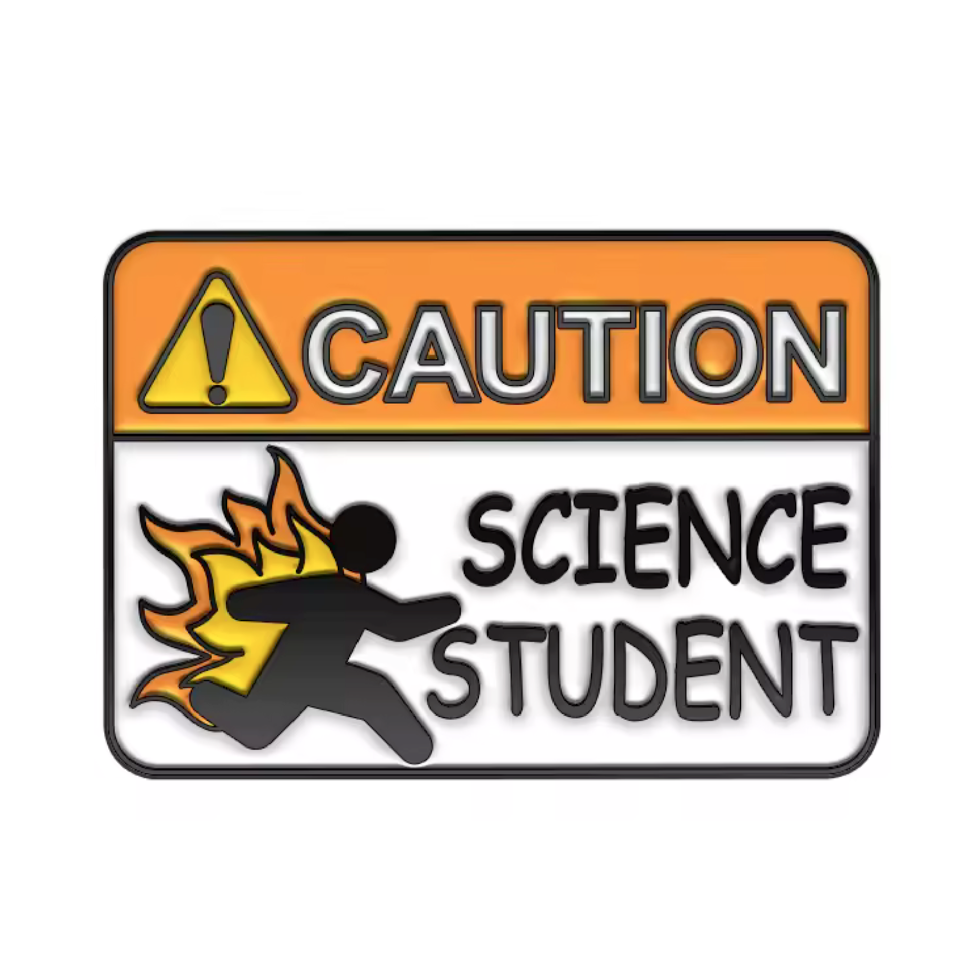 Caution Science Student Pin Badge