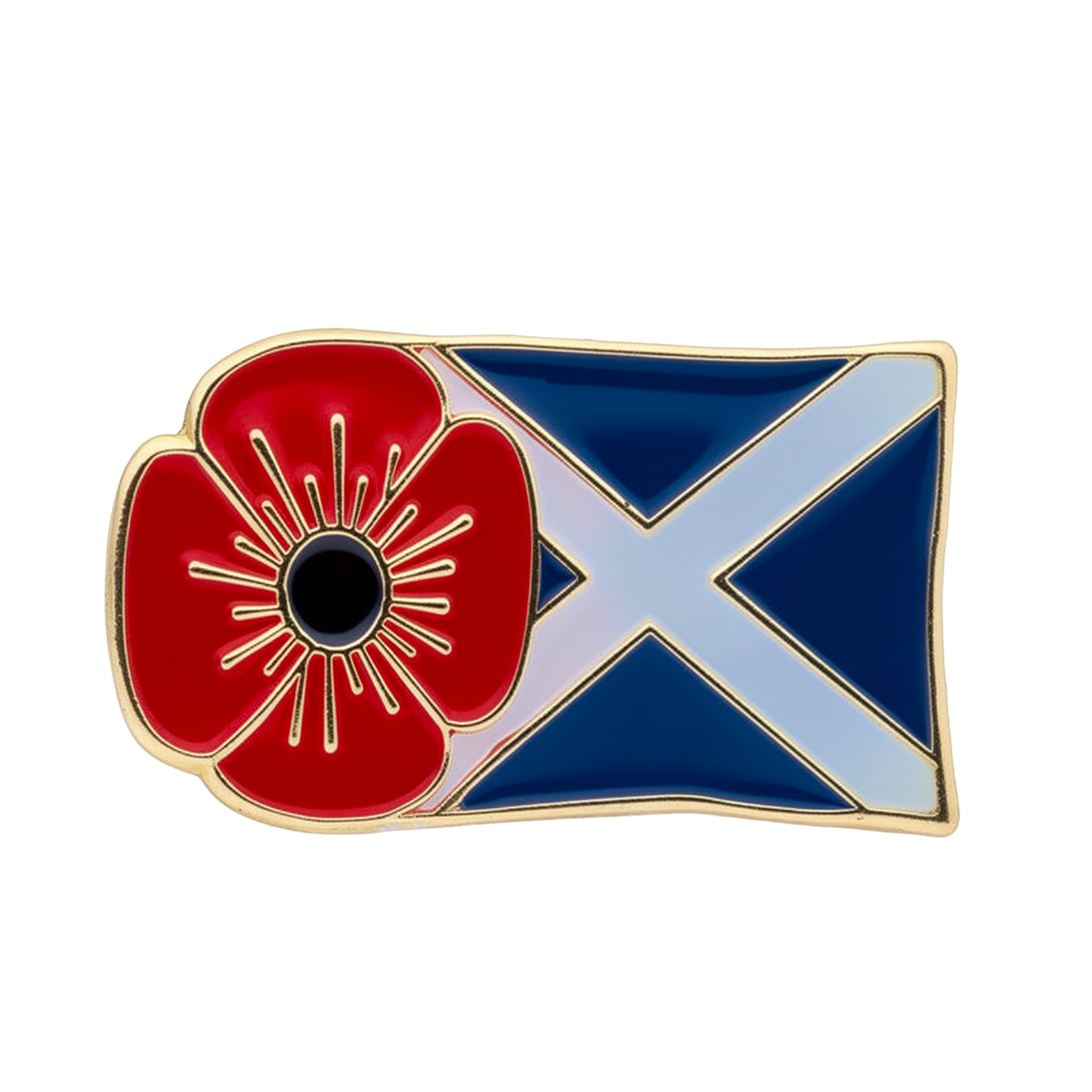 Pin con la bandera escocesa y la amapola