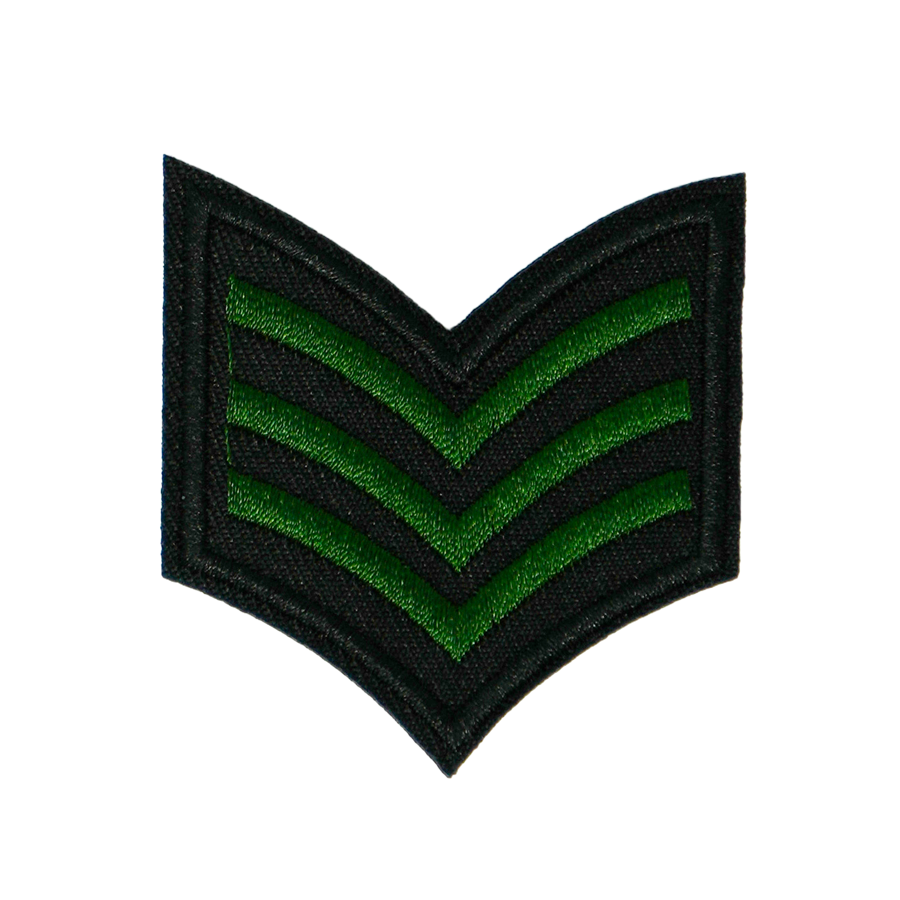 Black & Green Sargent Rank Insignia Iron On Patch (5.5 x 5cm)