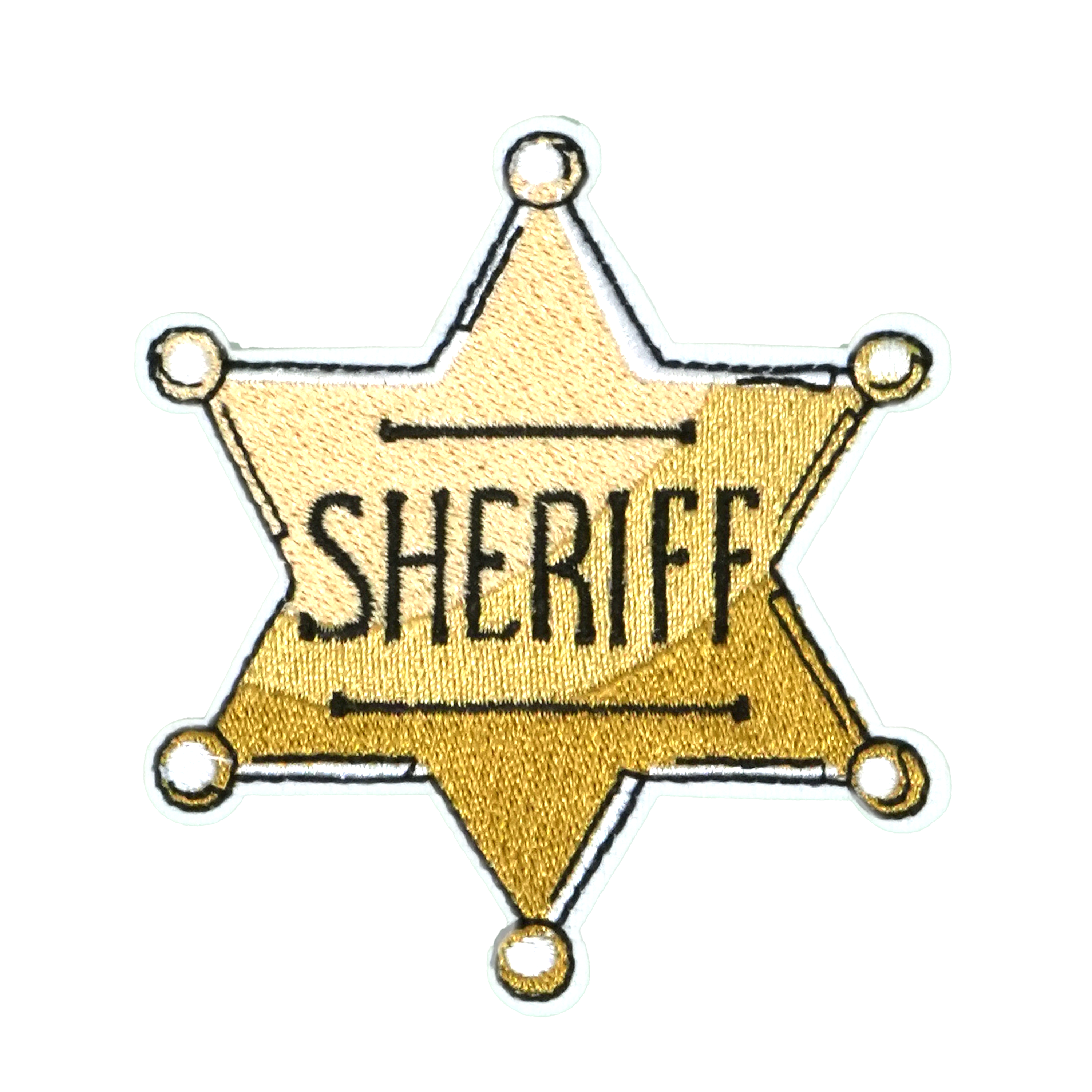 Sheriff Badge Gold Star Patch Iron On (7 x 7cm)