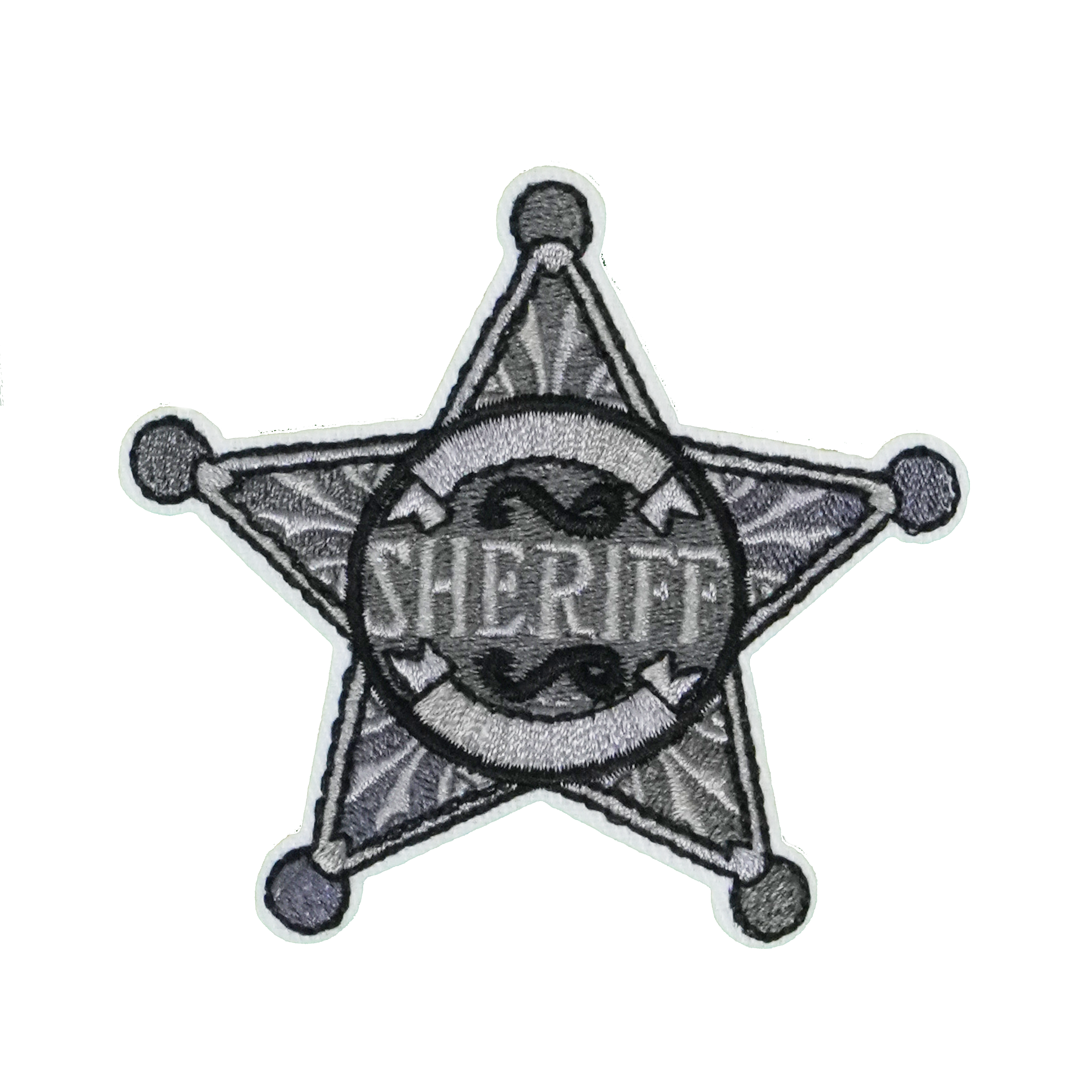 Sheriff Badge Silver Star Patch Iron On (8 x 8cm)