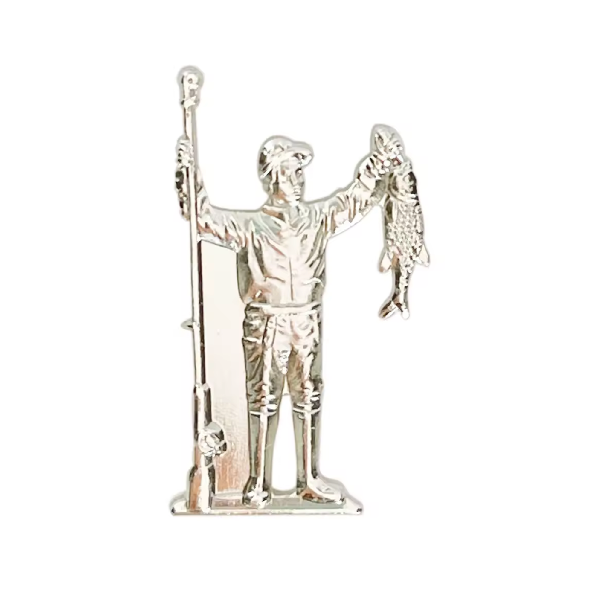 Silver Fisherman Pin Badge