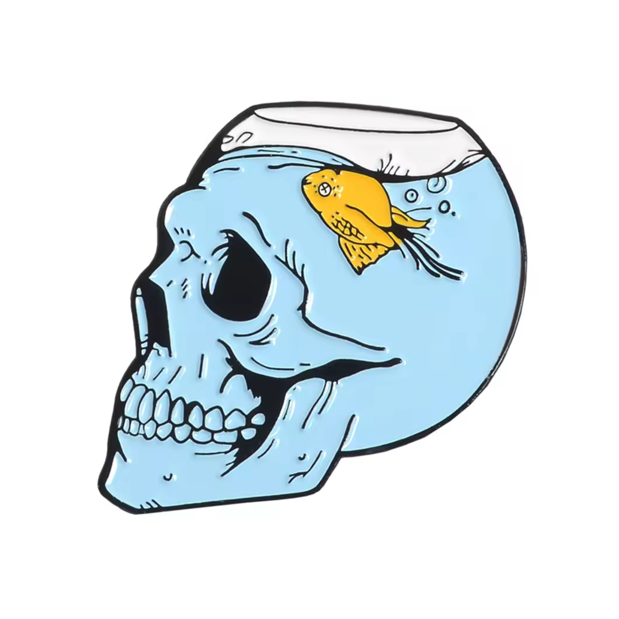 Skull Fish Bowl Pin Badge