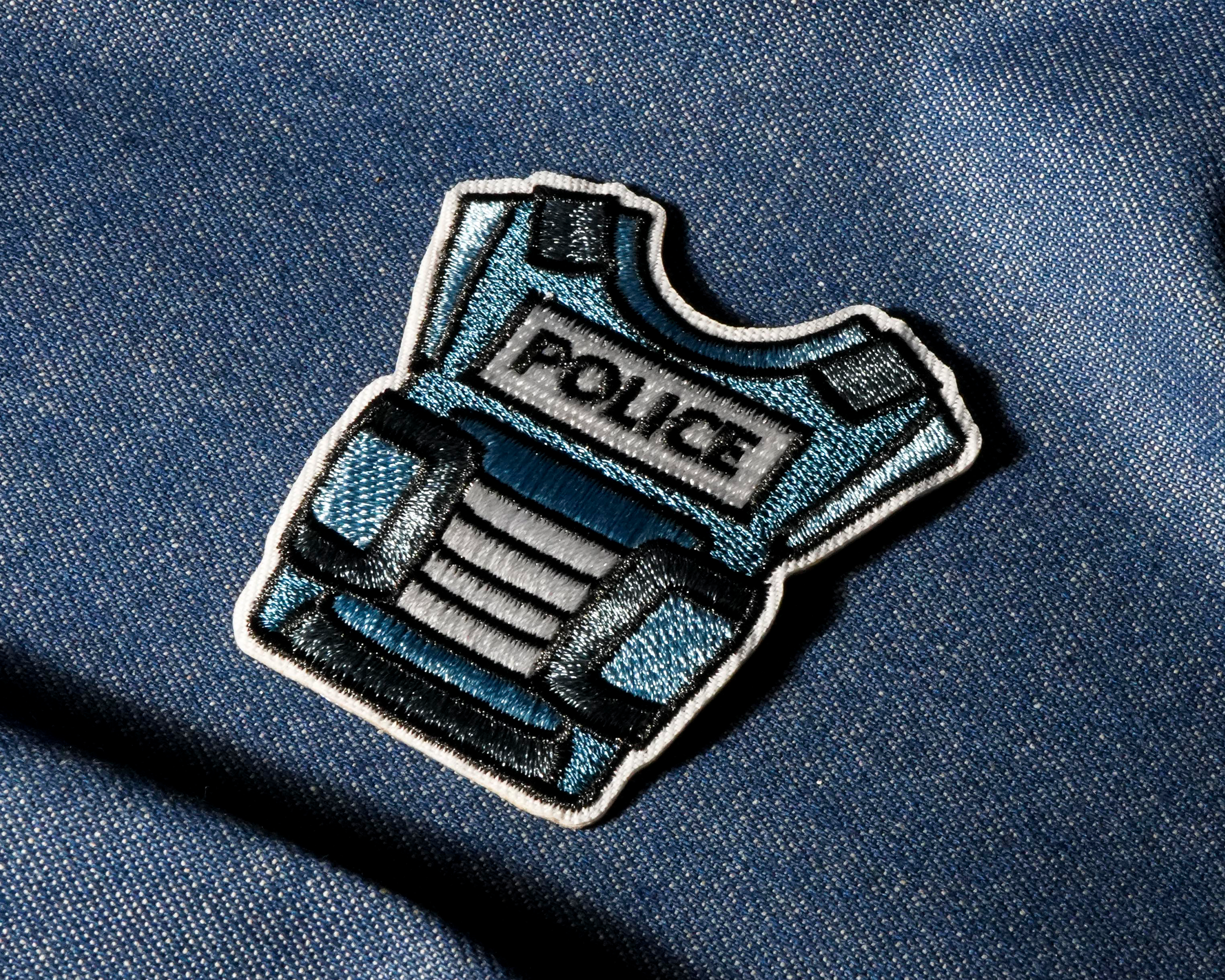 Police Vest Blue Ballistic Patch Iron On (6 x 5cm)