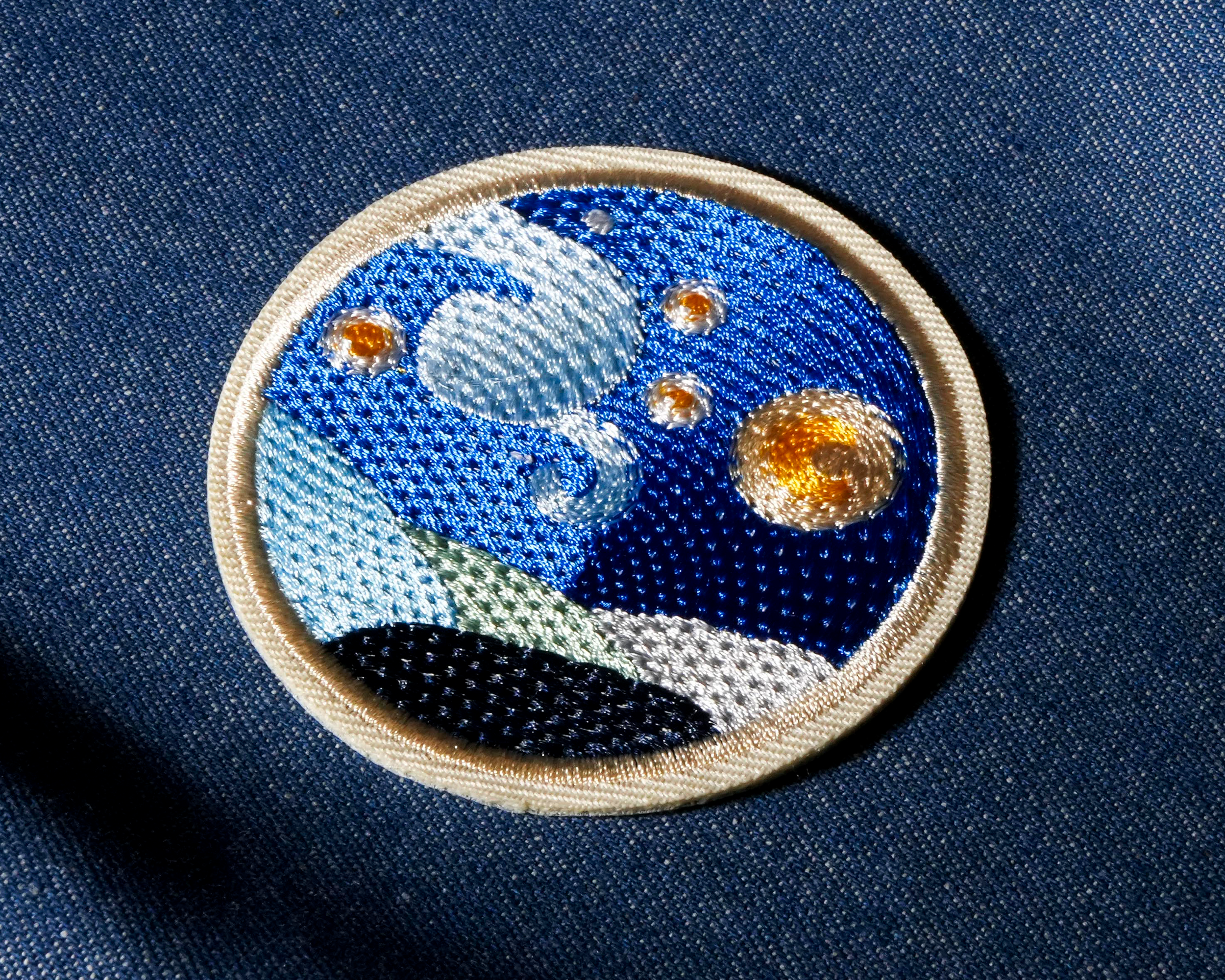 Starry Night Hills Round Patch Iron On (7 x 7cm)