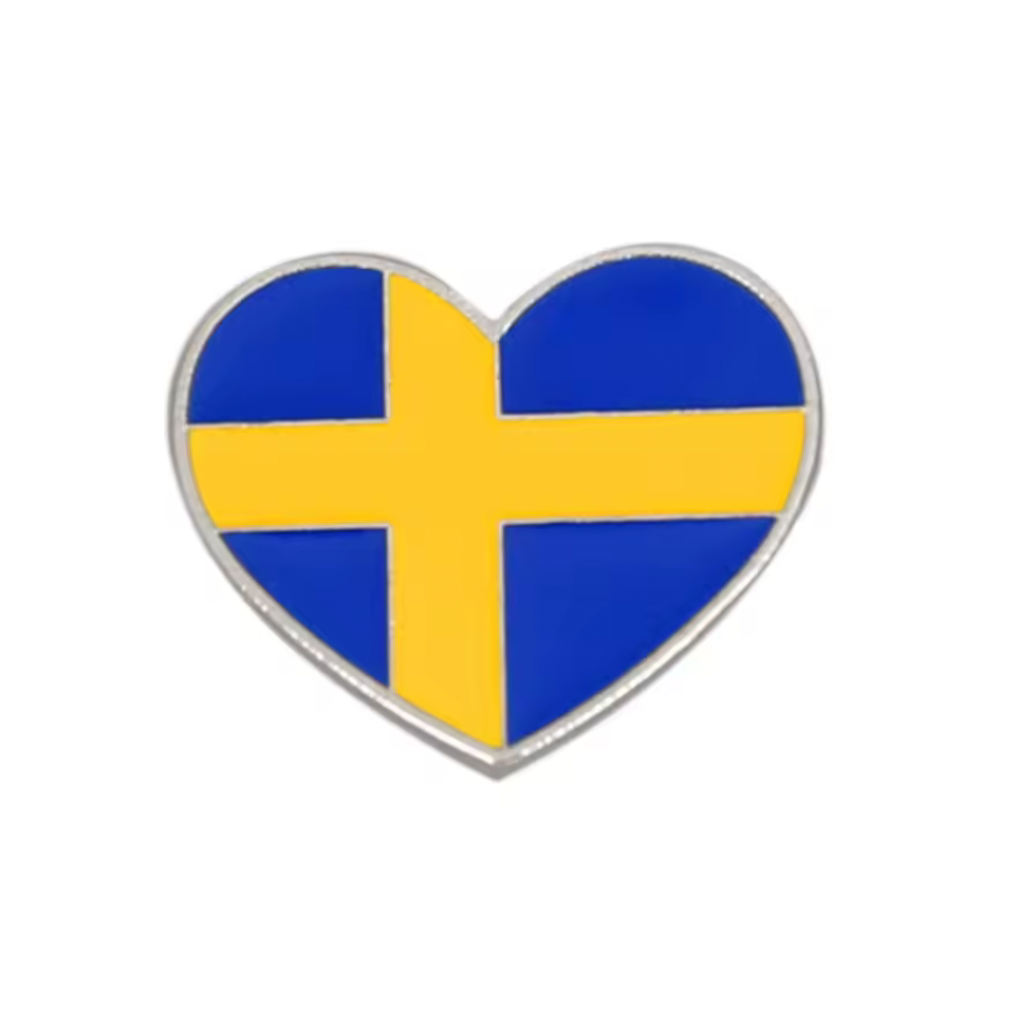 Sweden Love Heart Pin Badge