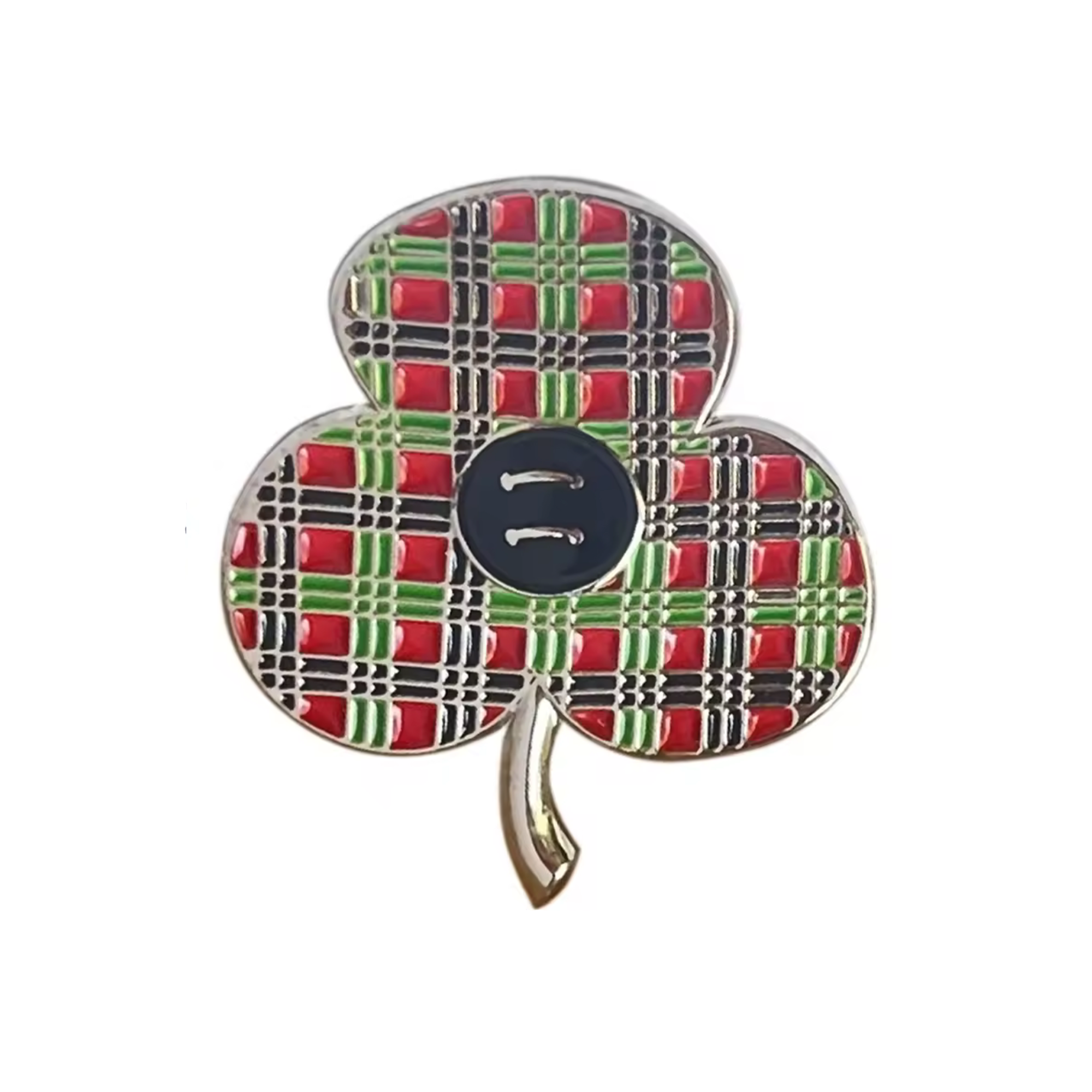 Tartan Poppy Pin Badge