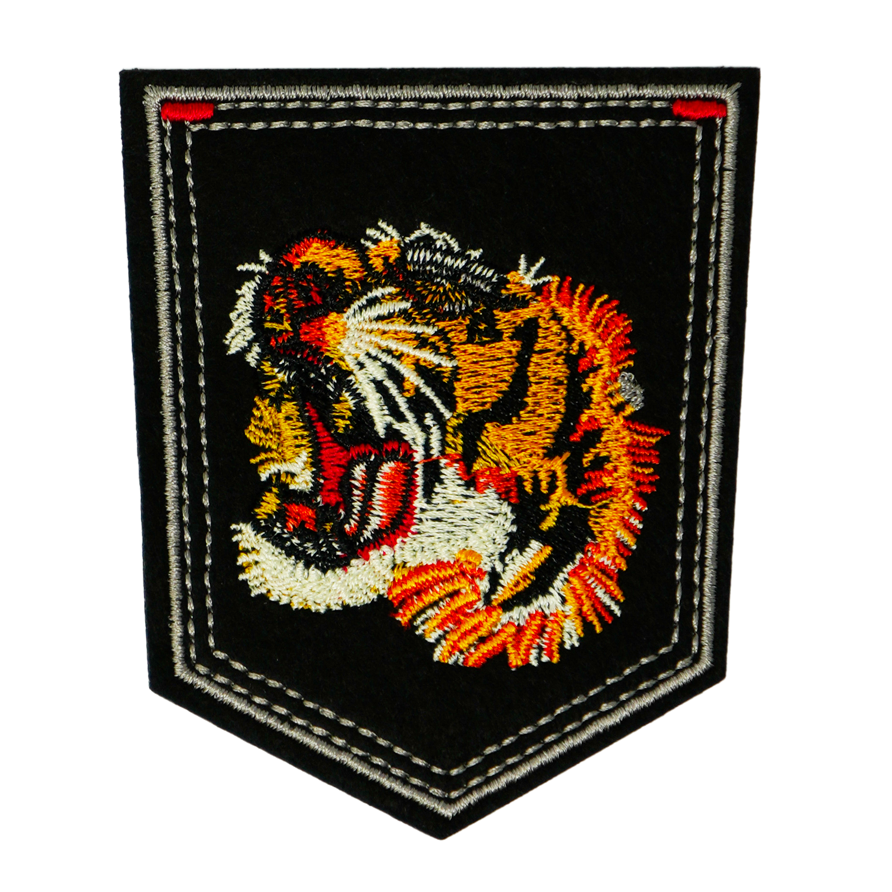Roaring Tiger Animal & Shield Iron On Patch (9 x 7.6cm)