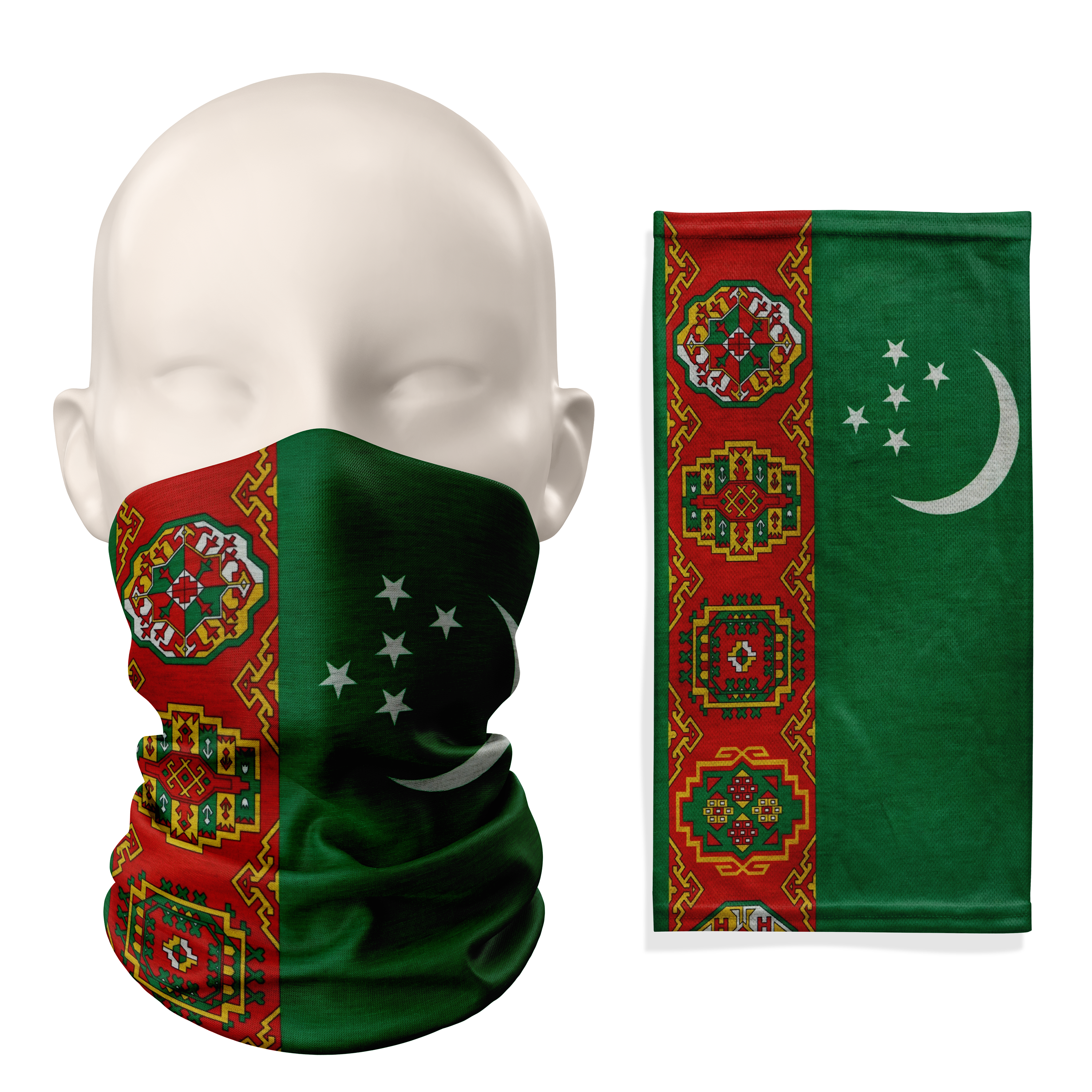 Turkmenistan Flag Snood – Breathable Mask Neck Gaiter Face Covering