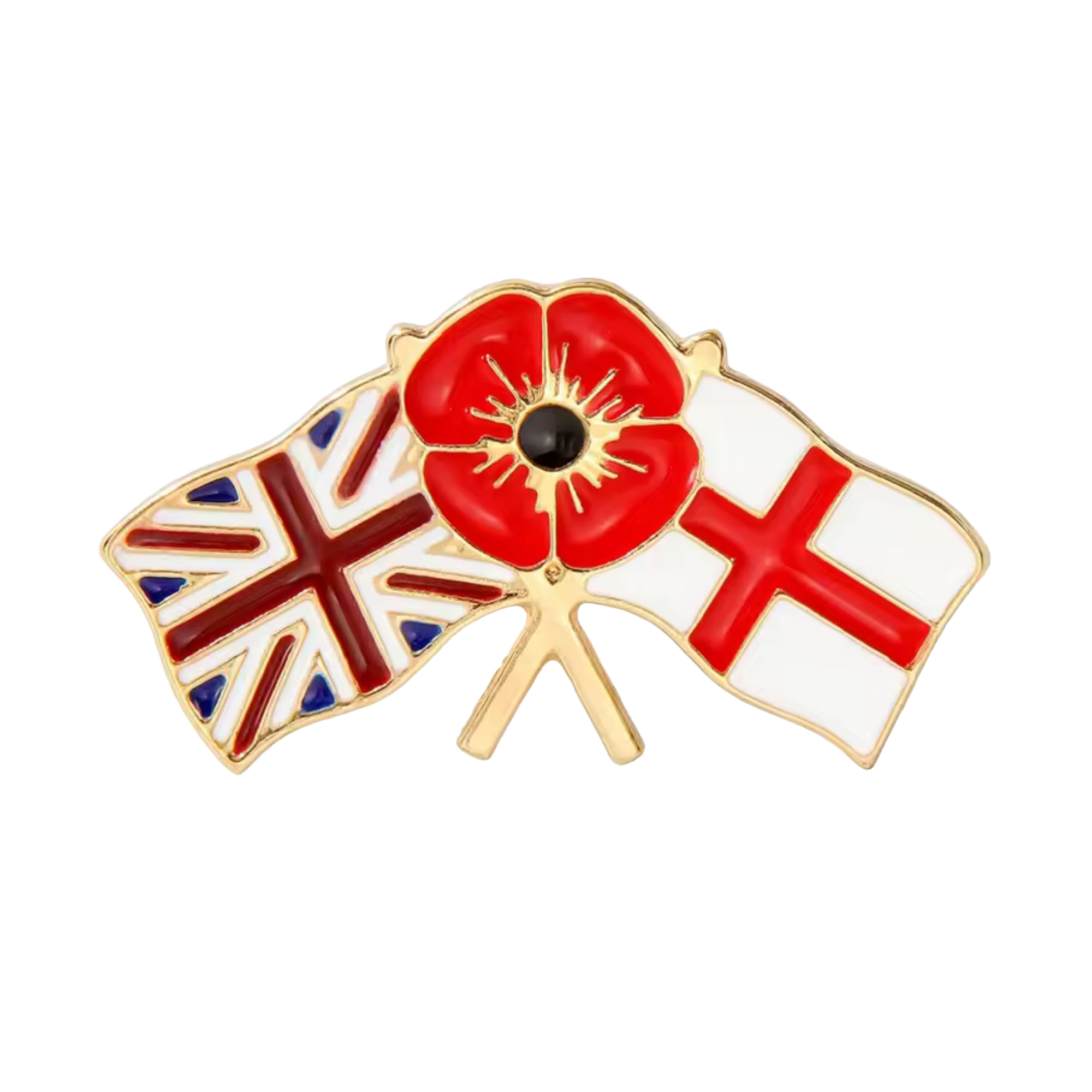United Kingdom & England Poppy Union Jack Pin Badge