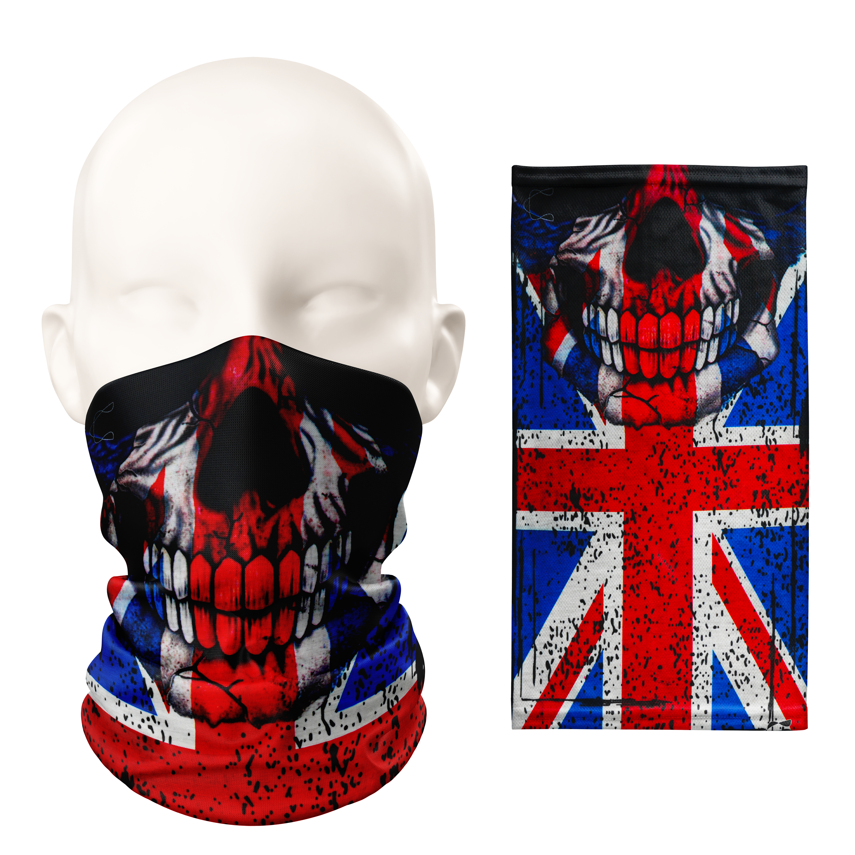 Union Jack Skull Flag Snood – Breathable Mask Neck Gaiter Face Covering