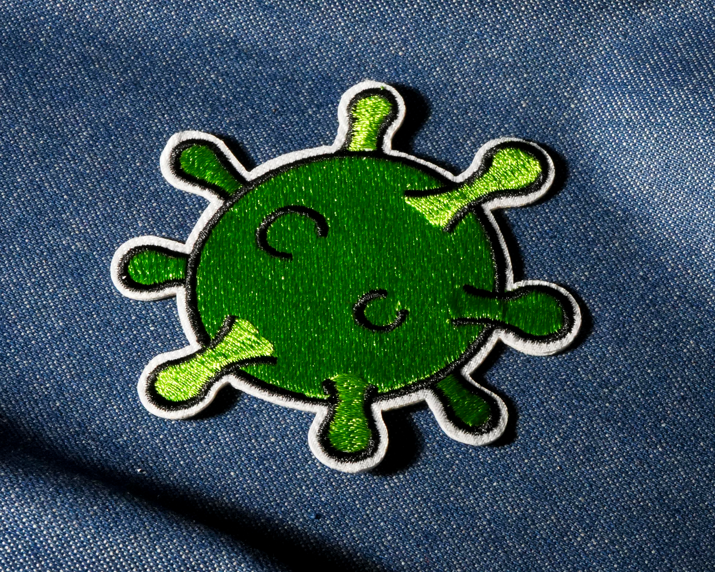 Green Germ Virus Patch Iron On (8 x 7cm)