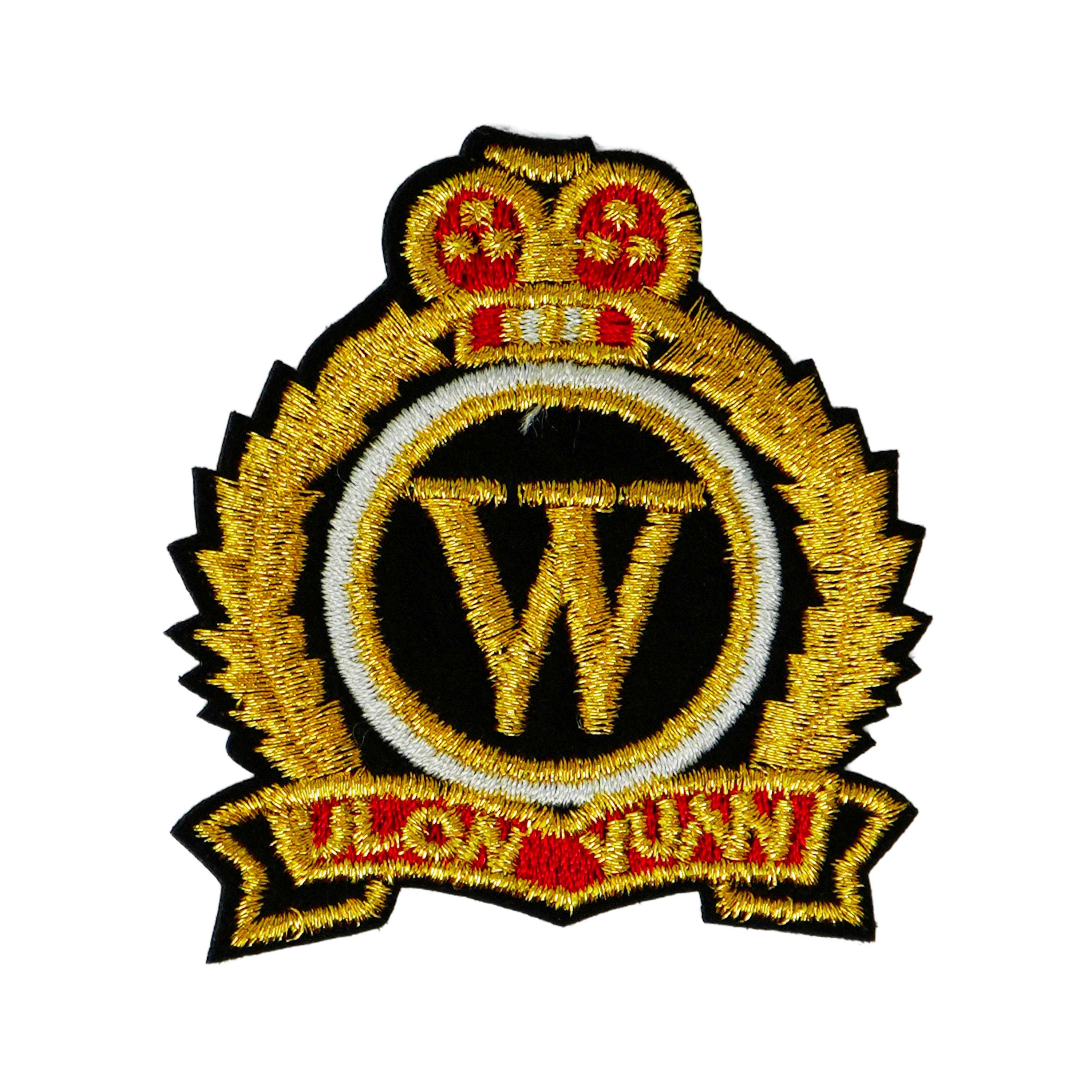 W Monogram Naval Captain Cap Badge Iron On Patch (5.5 x 6cm)